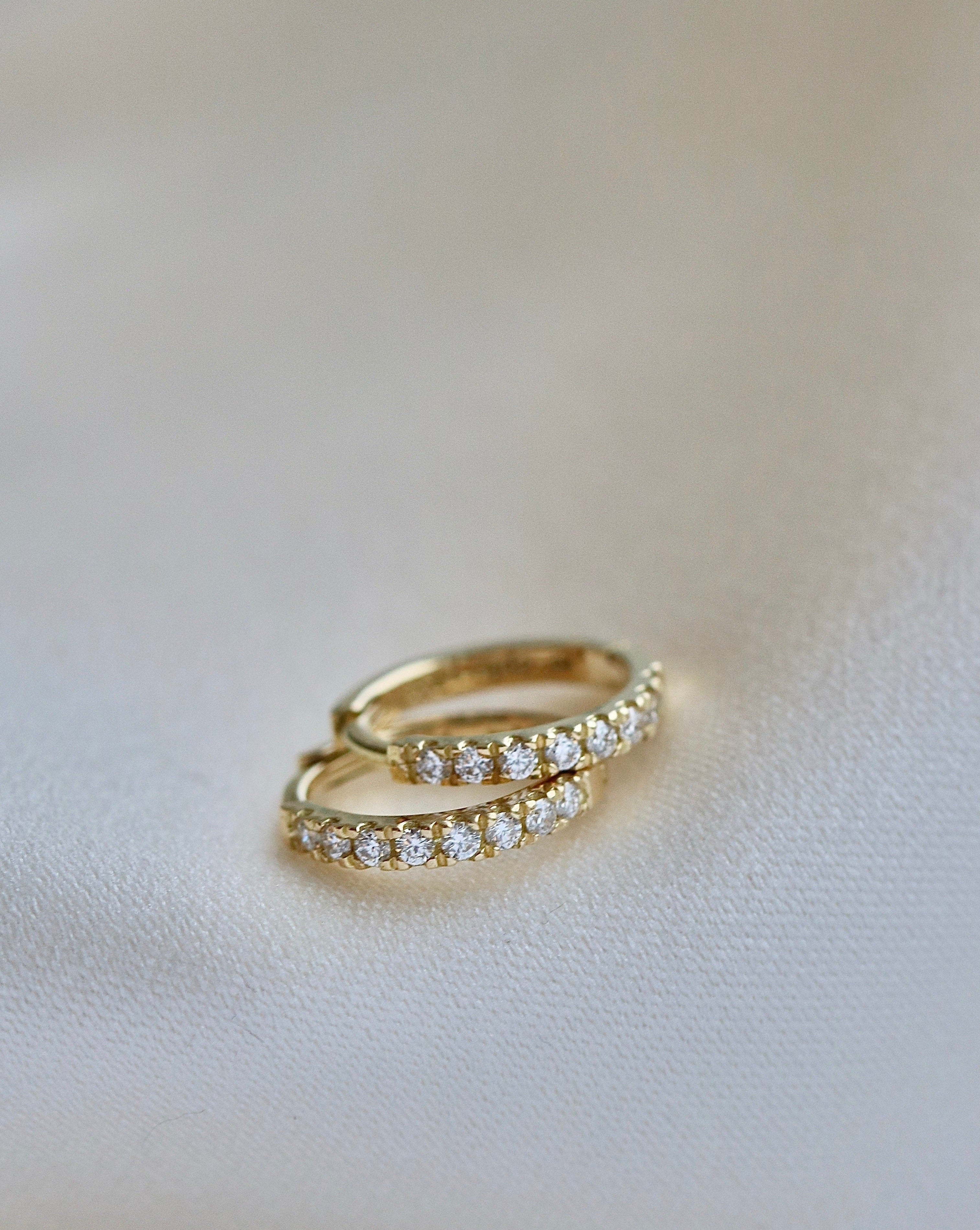Rock Classic diamant creol XS - 18kt Rødguld