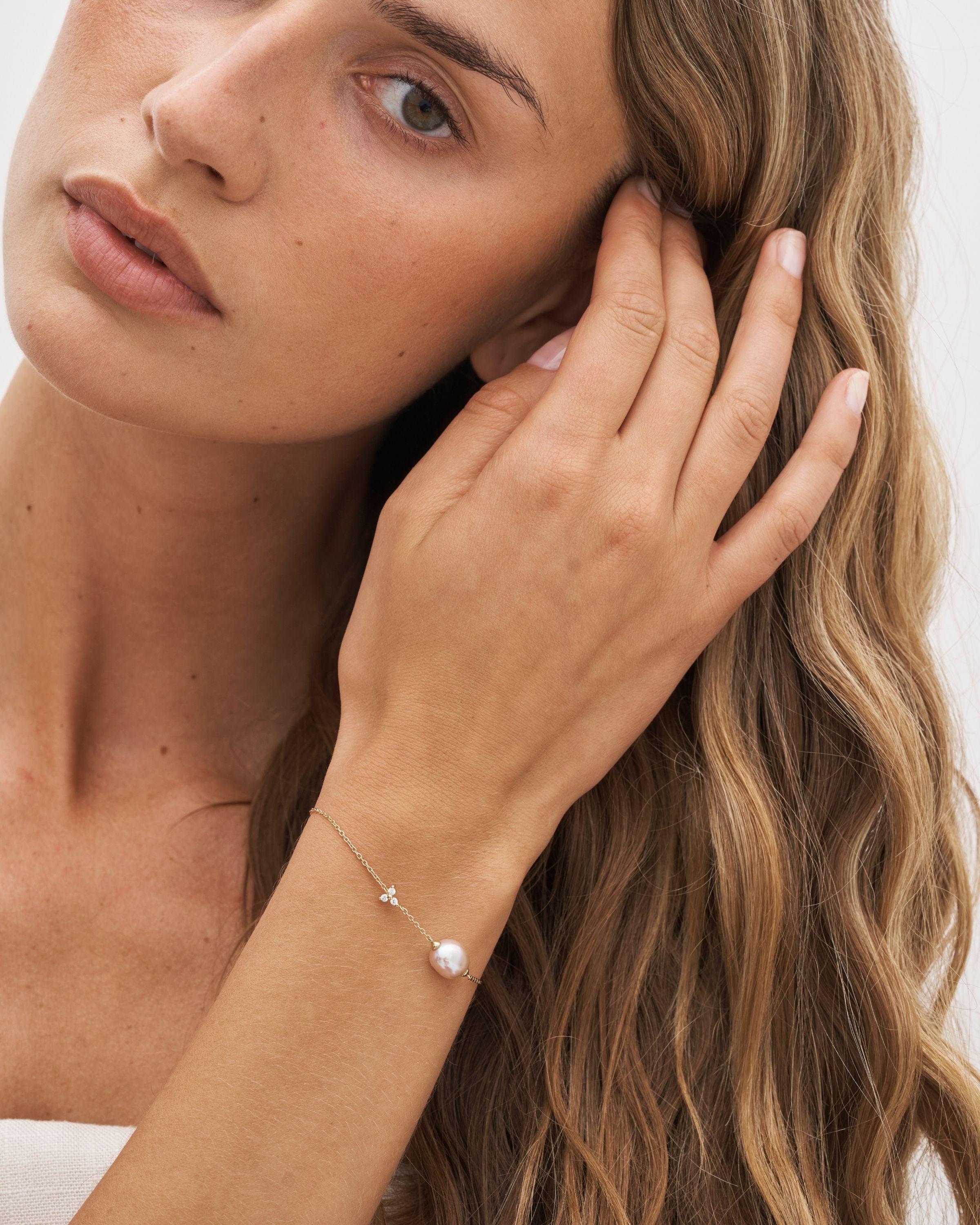 Fryd diamant perle armbånd - 18kt Rødguld
