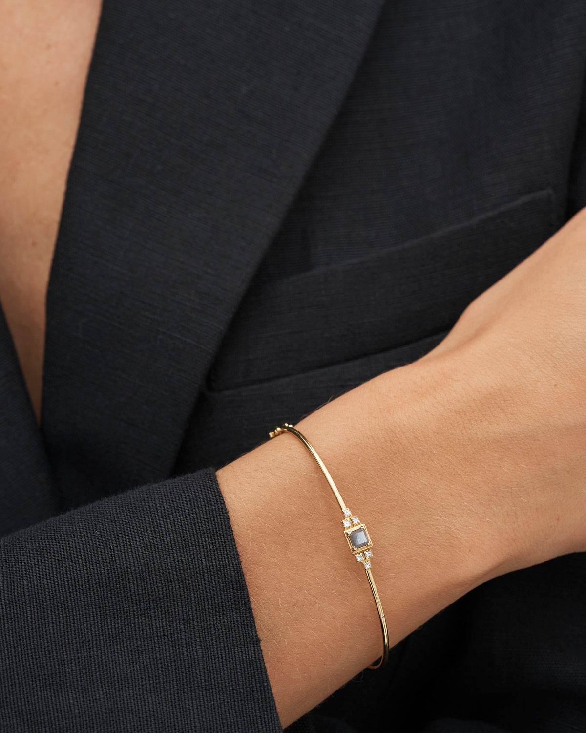 Raw diamantarmring - 18kt Rødguld
