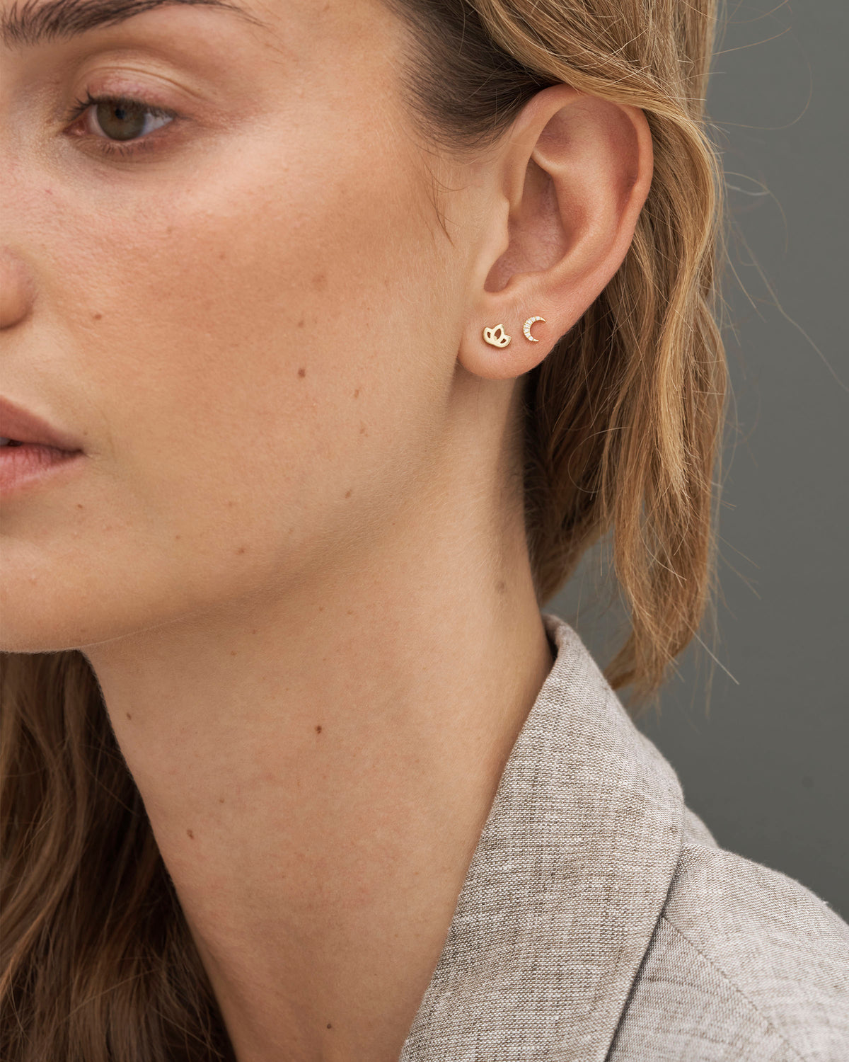 Symbols Half Moon diamantørestik - 18kt Rødguld