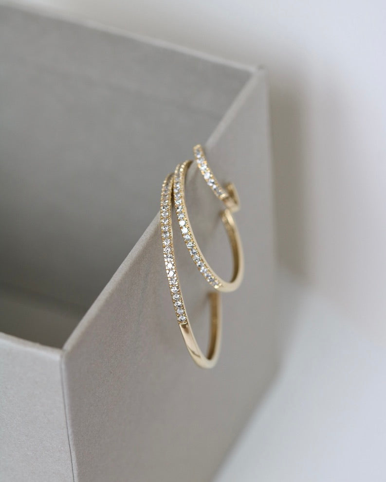 Rock Classic Grey diamant creol M - 18kt Rødguld