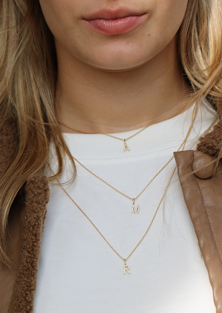 My M diamant vedhæng - 18kt Rødguld