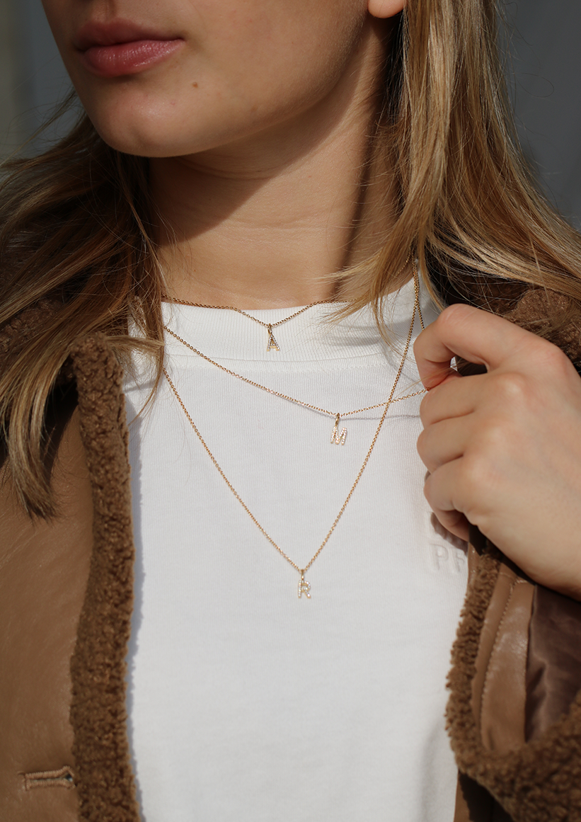 My L diamant vedhæng - 18kt Rødguld