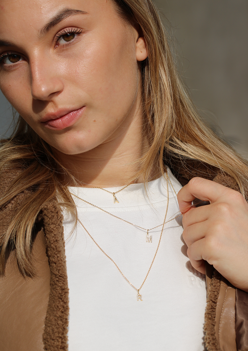 My D diamant vedhæng - 18kt Rødguld