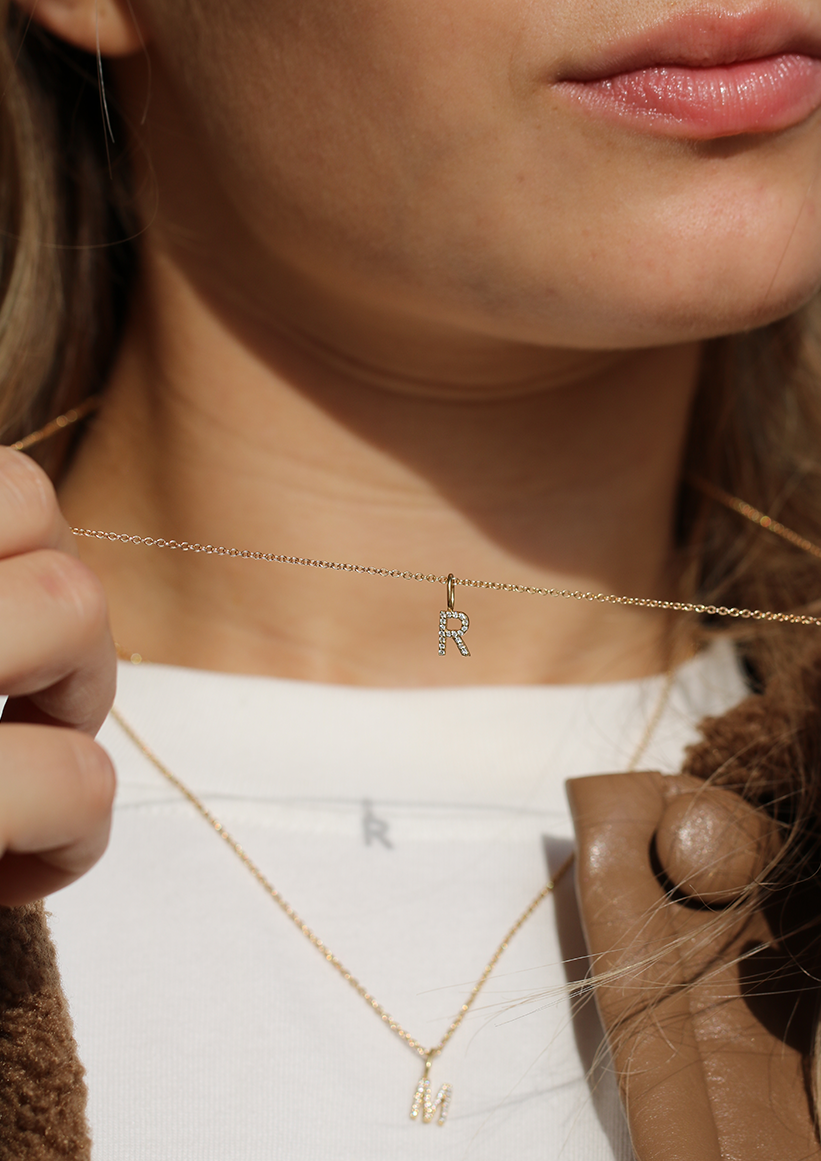 My E diamant vedhæng - 18kt Rødguld