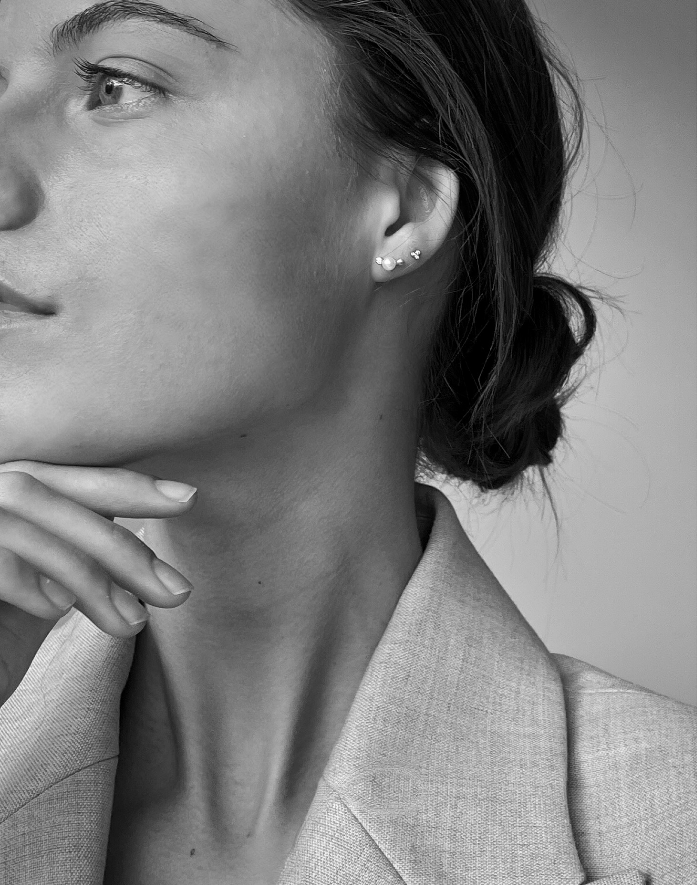 Orbit Dot perle-ørestik S Højre - 18kt Rødguld