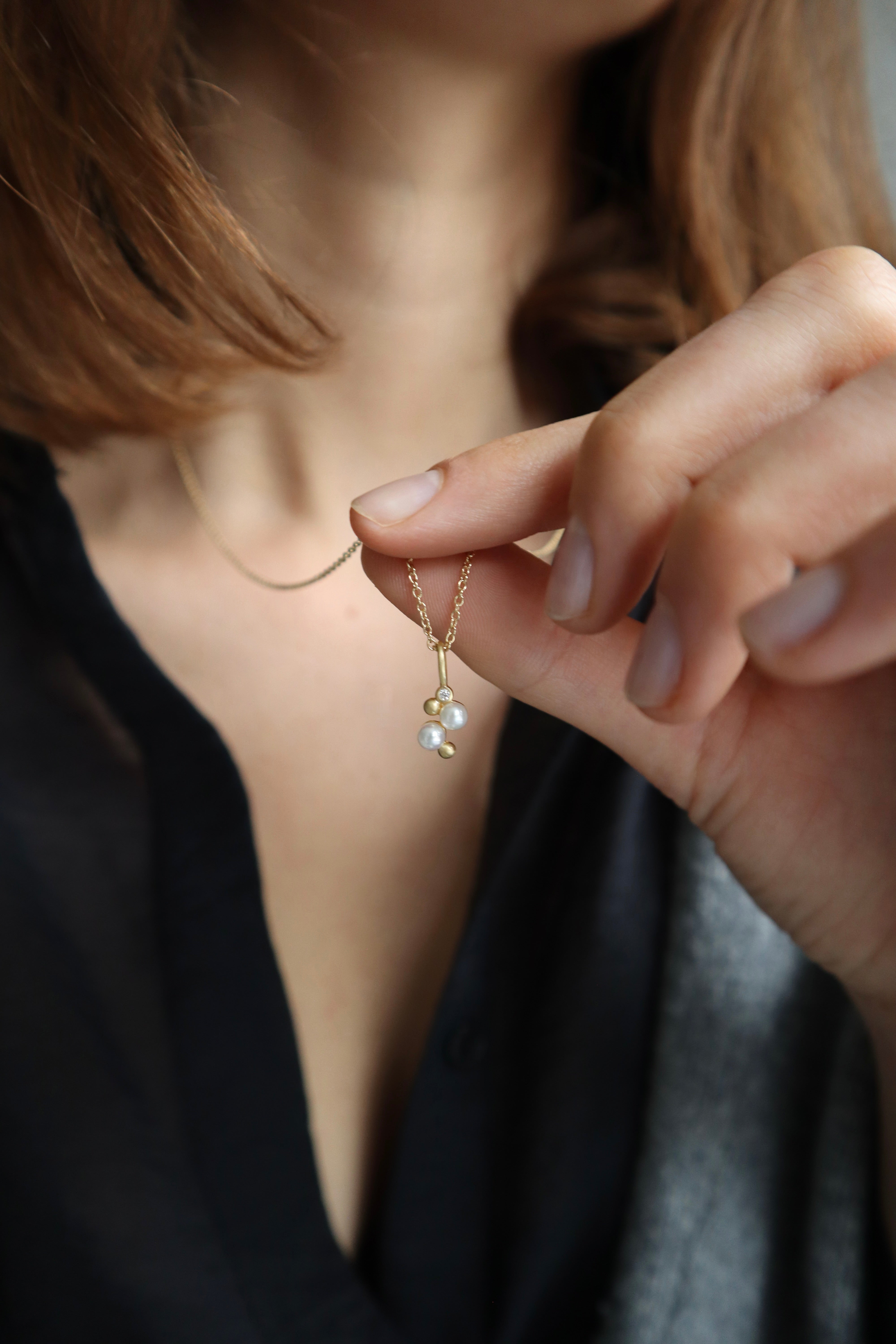 Orbit Dot perle vedhæng - 18kt Rødguld