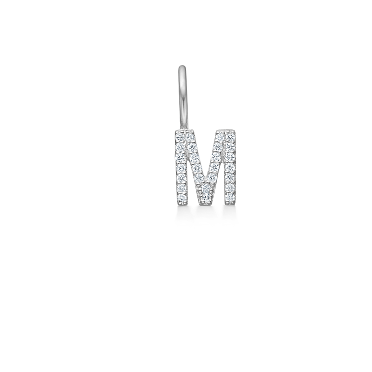 My M diamant vedhæng - 18kt Hvidguld