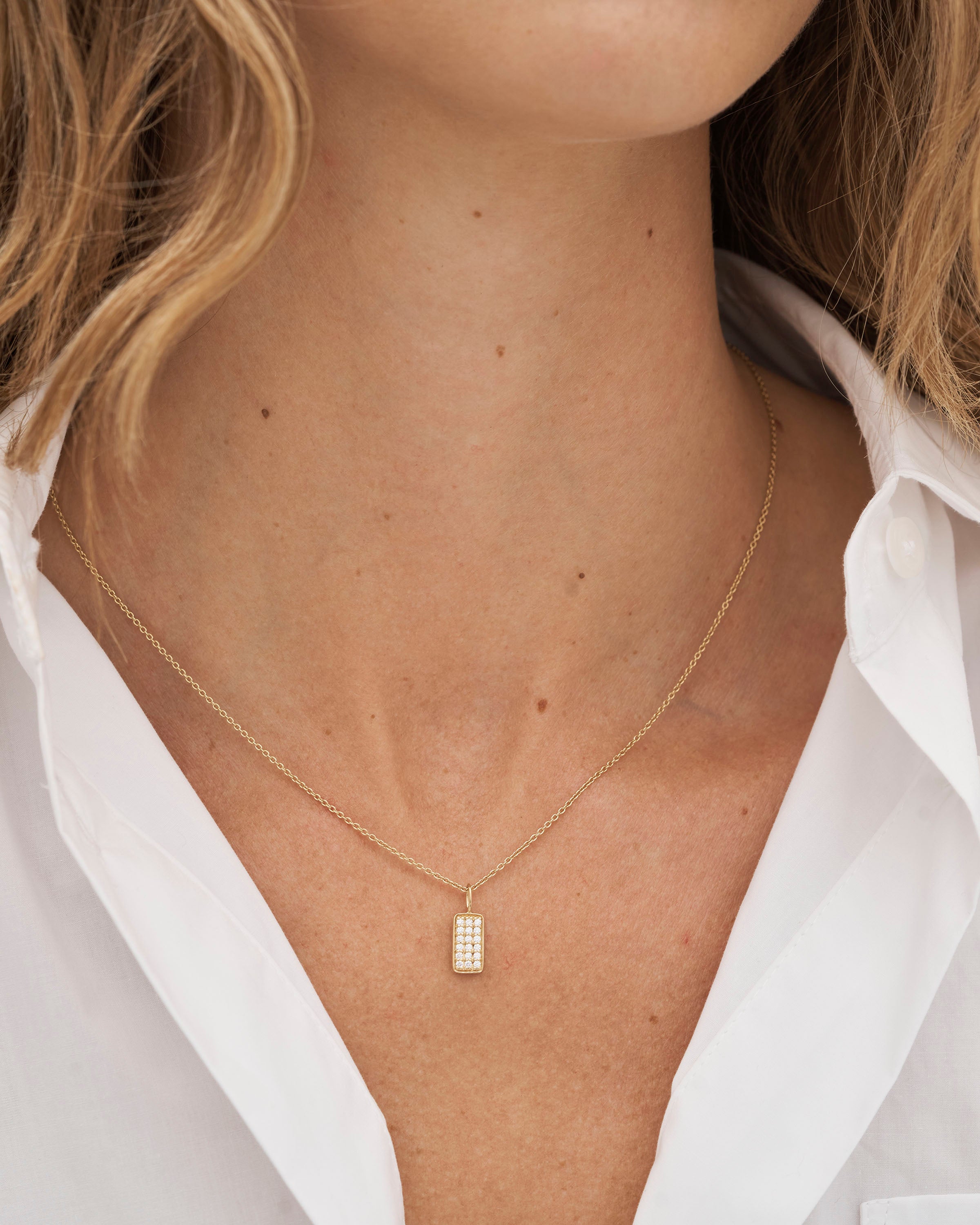 Square diamantvedhæng - 18kt Rødguld