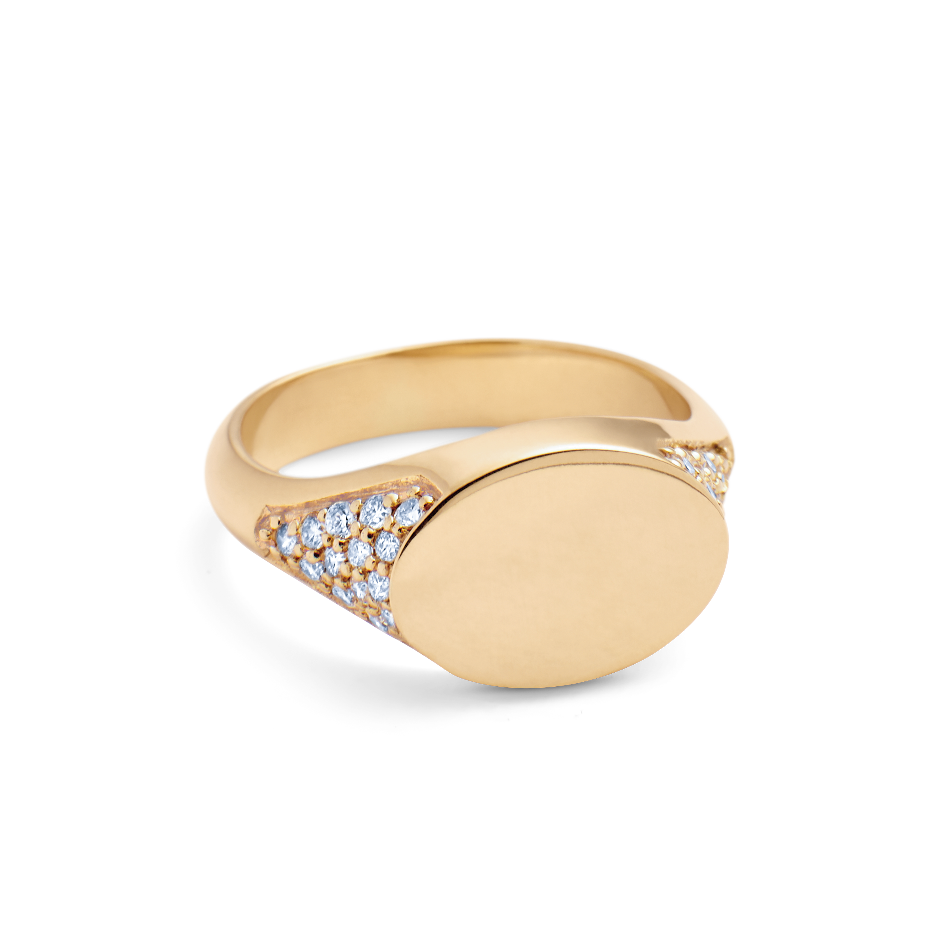 Signet diamantring solid - 18kt Rødguld