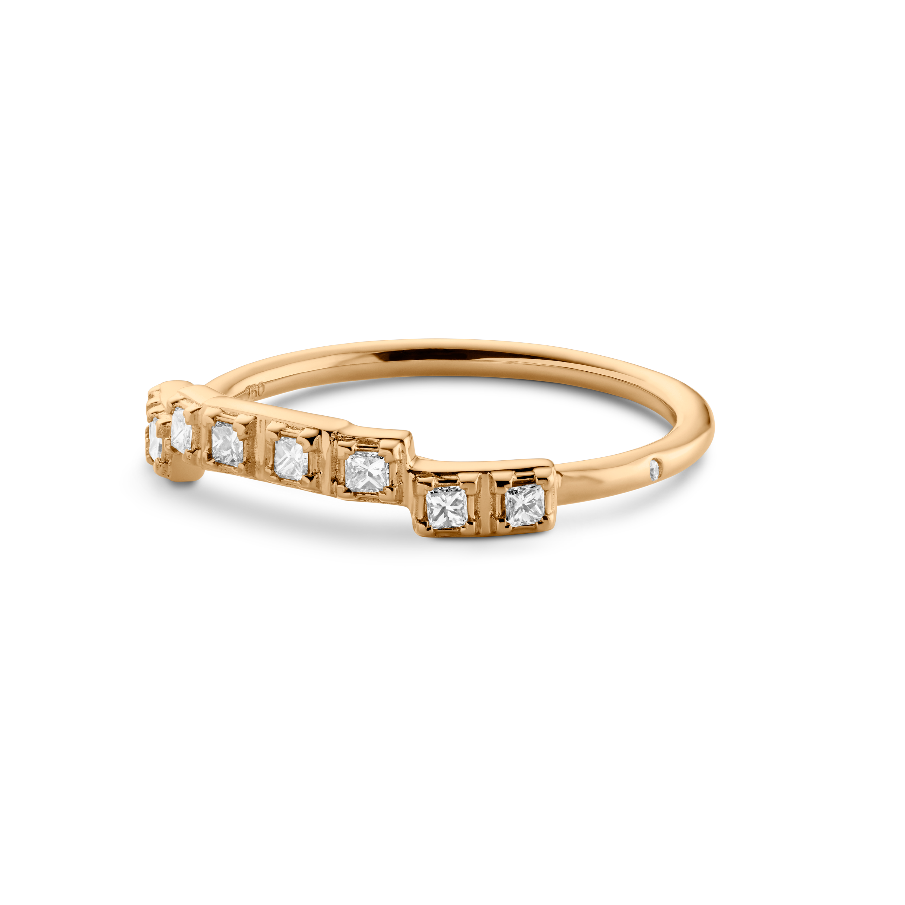 Raw Diamantring curve - 18kt Rødguld