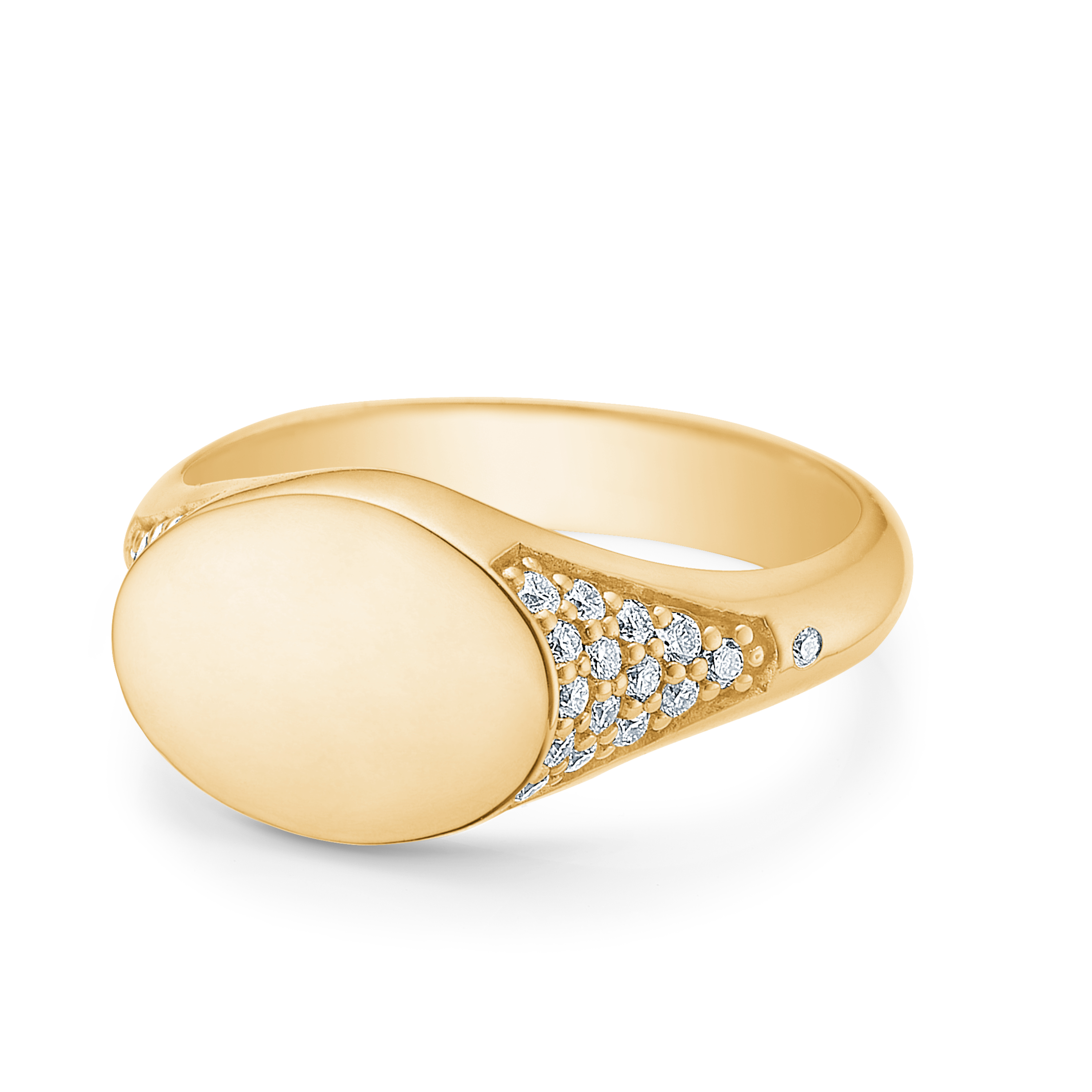 Signet diamantring solid - 18kt Rødguld