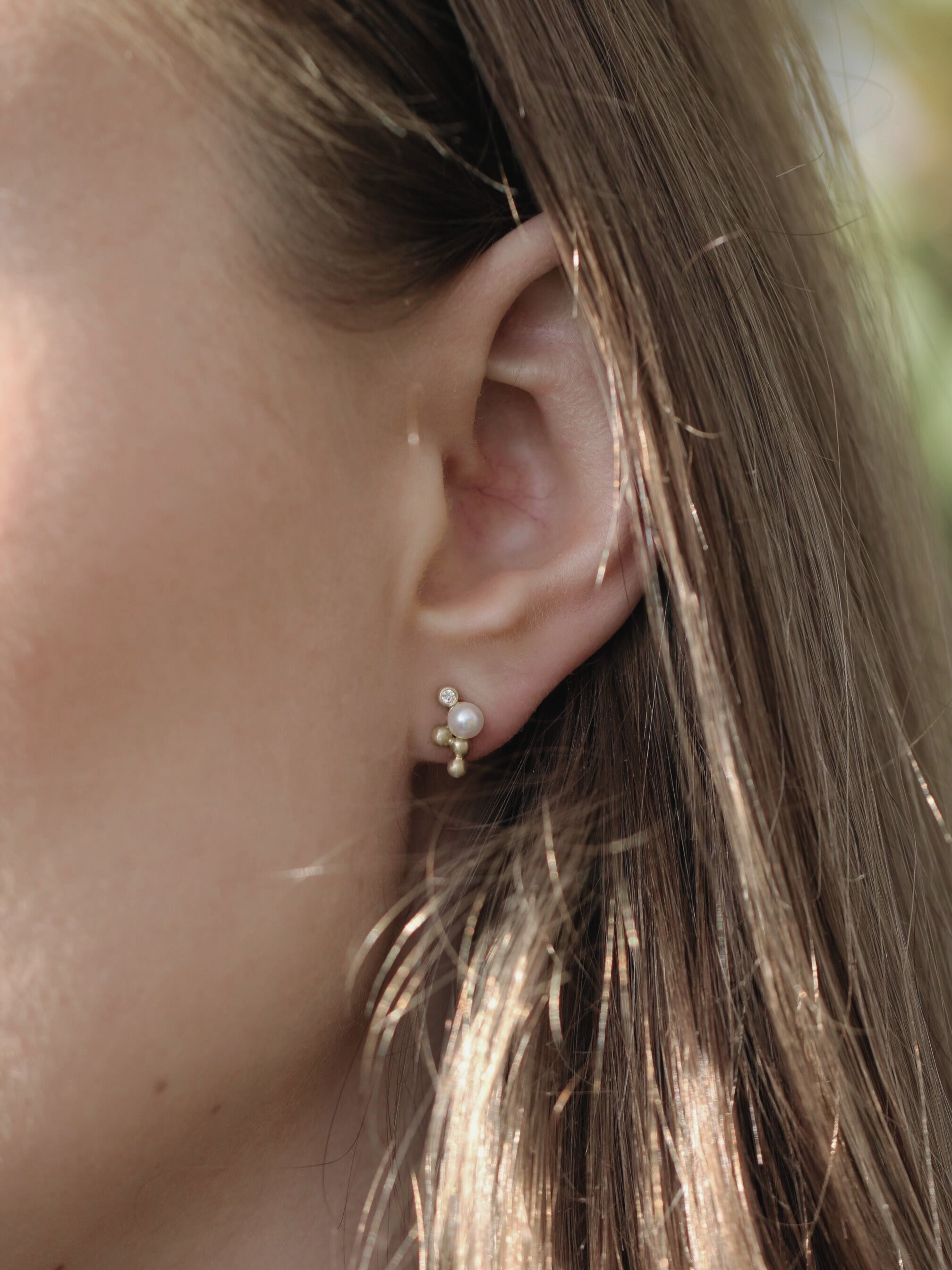 Orbit Dot perleørering M Højre - 18kt Rødguld