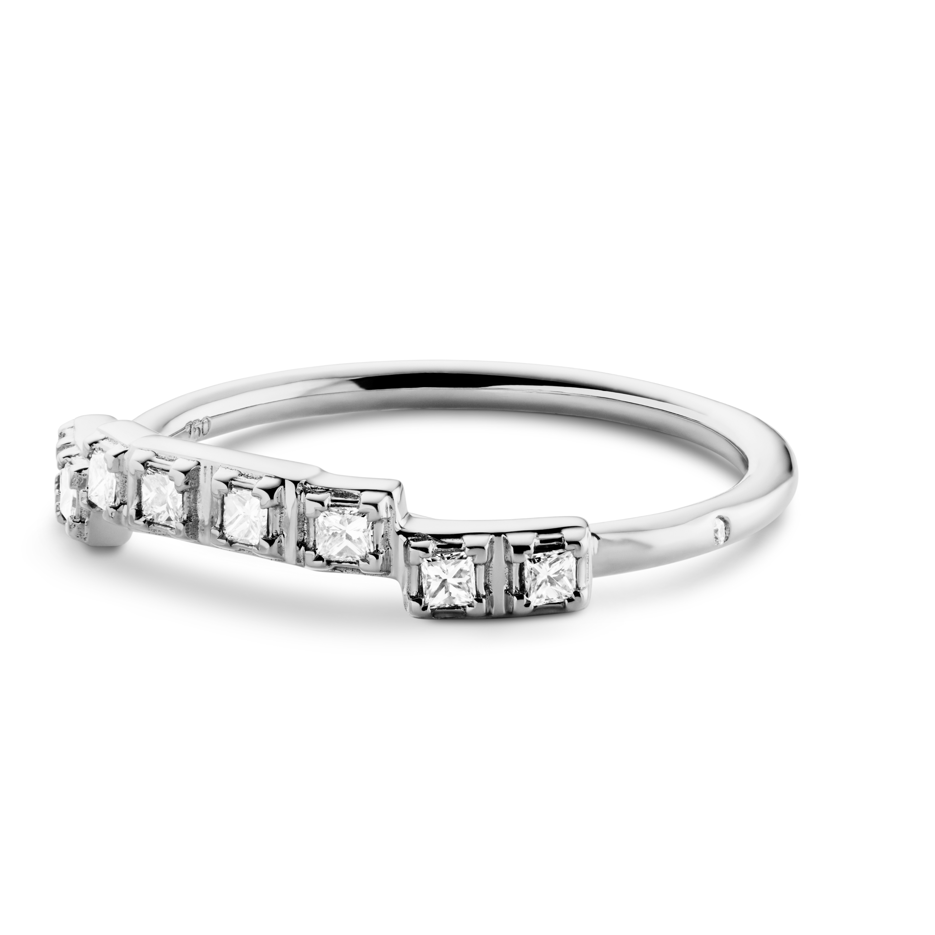 Raw Diamantring curve - 18kt Hvidguld