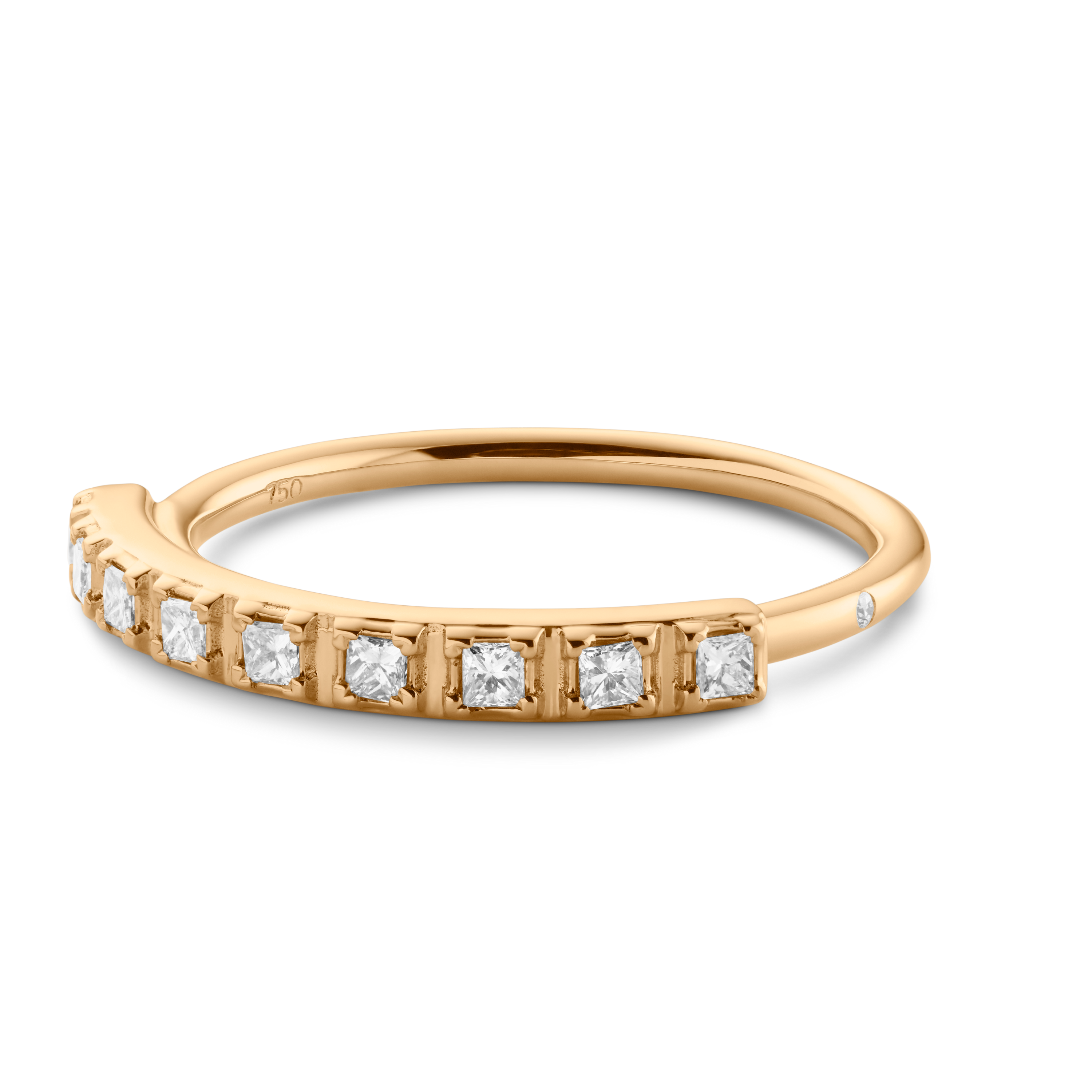 Rock Classic Diamantring aligned - 18kt Rødguld