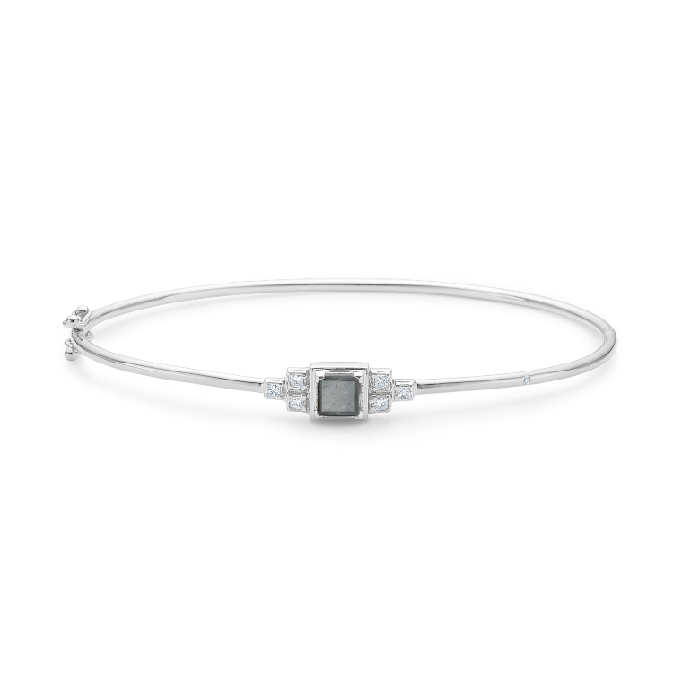 Raw Diamant armring - 18kt Hvidguld