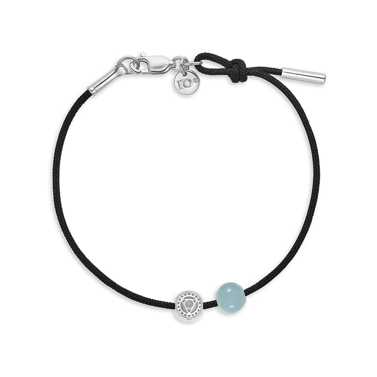 Inner Peace armbånd sort snor - 18kt Hvidguld