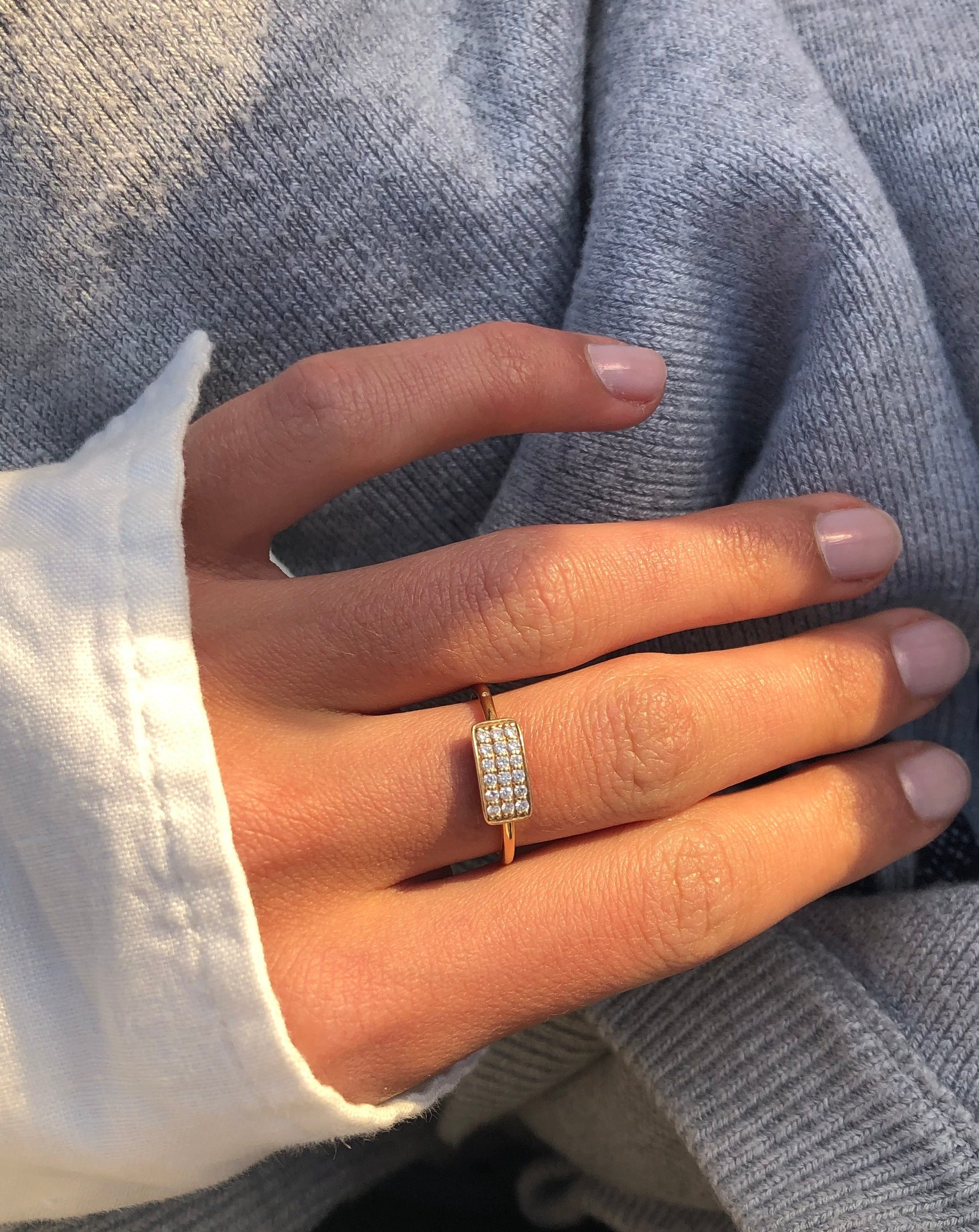 Square Diamantring - 18kt Rødguld