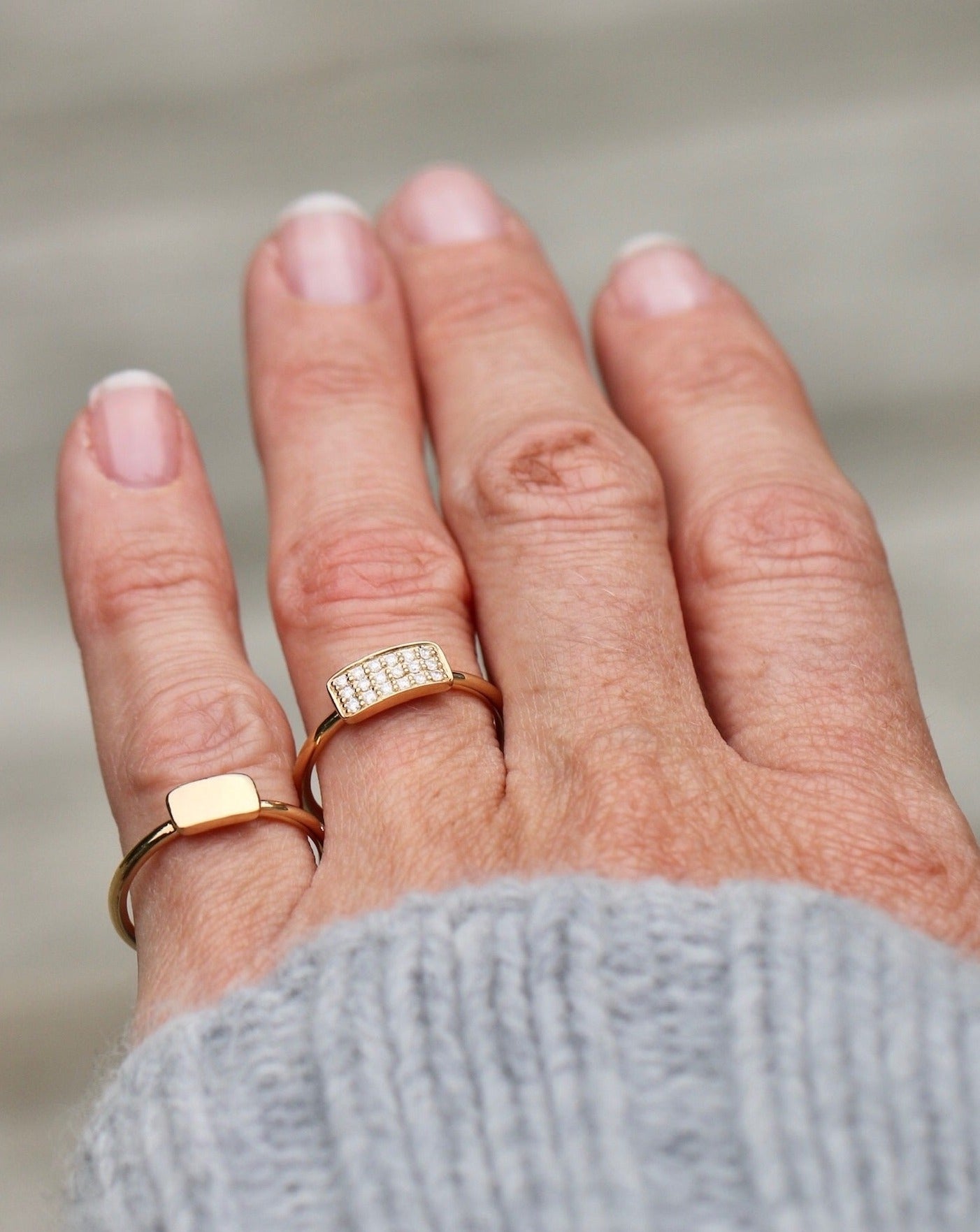 Square Diamantring - 18kt Rødguld