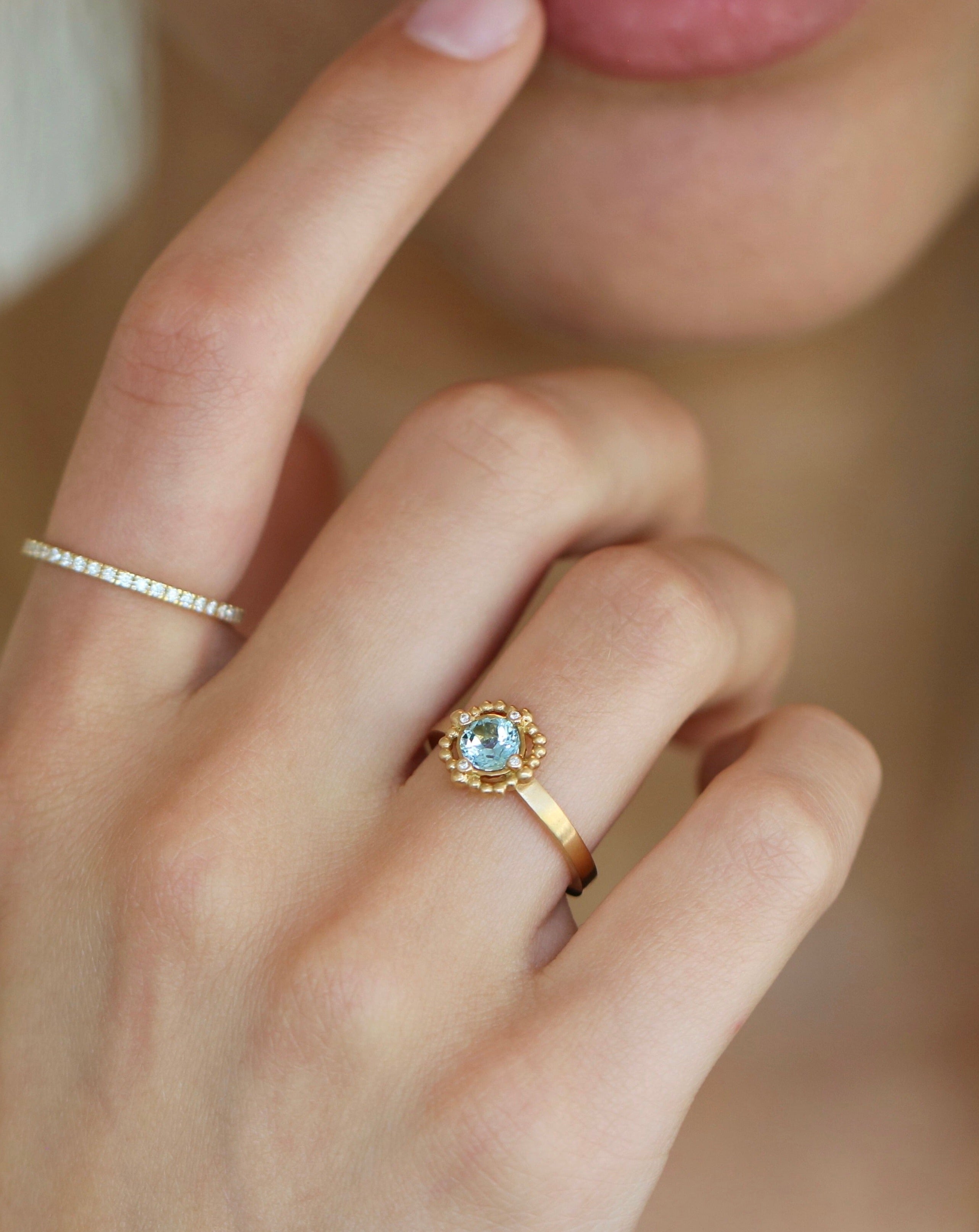 Orbit Blue ring - 18kt Rødguld