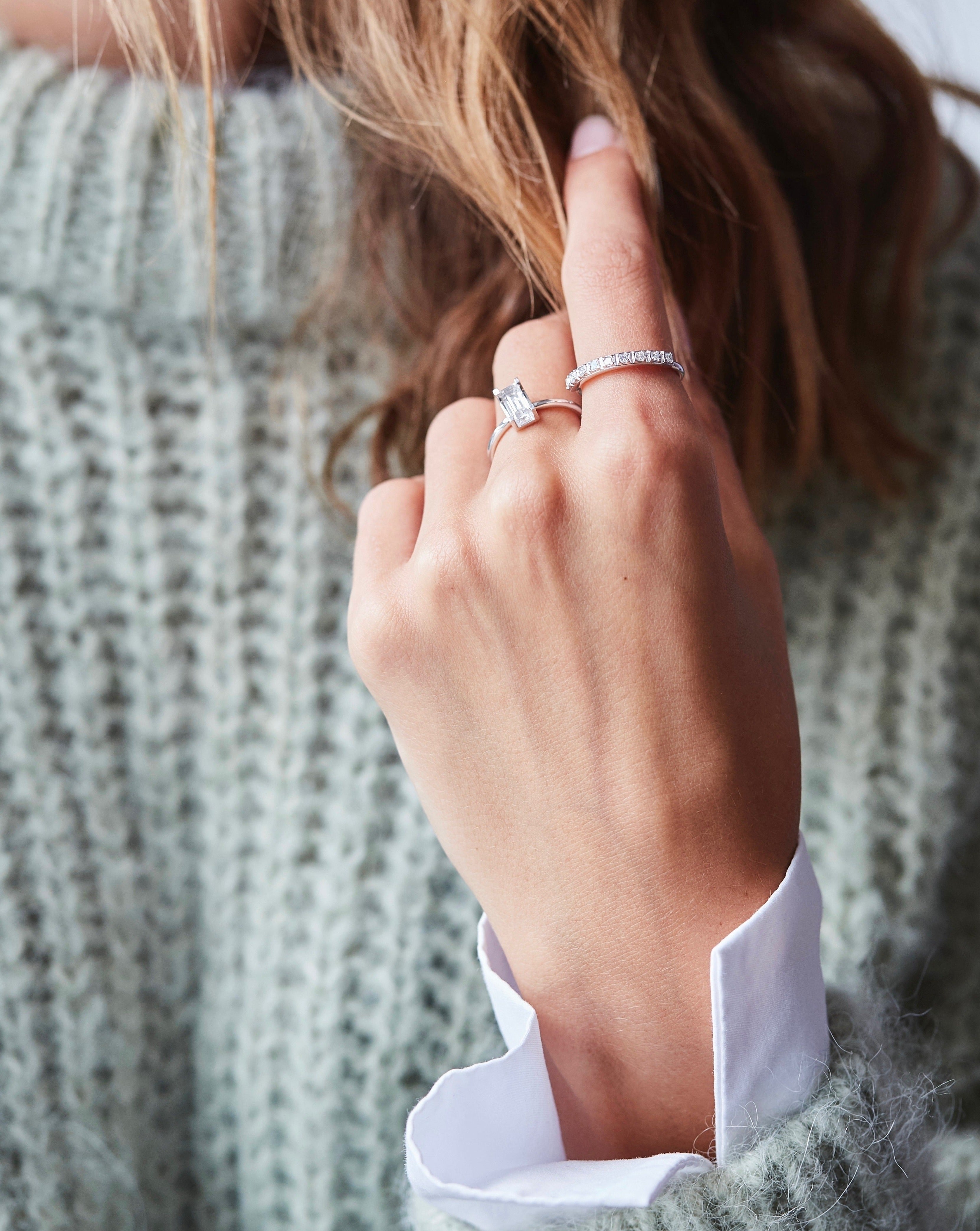 Rock Classic Diamantring aligned - 18kt Hvidguld