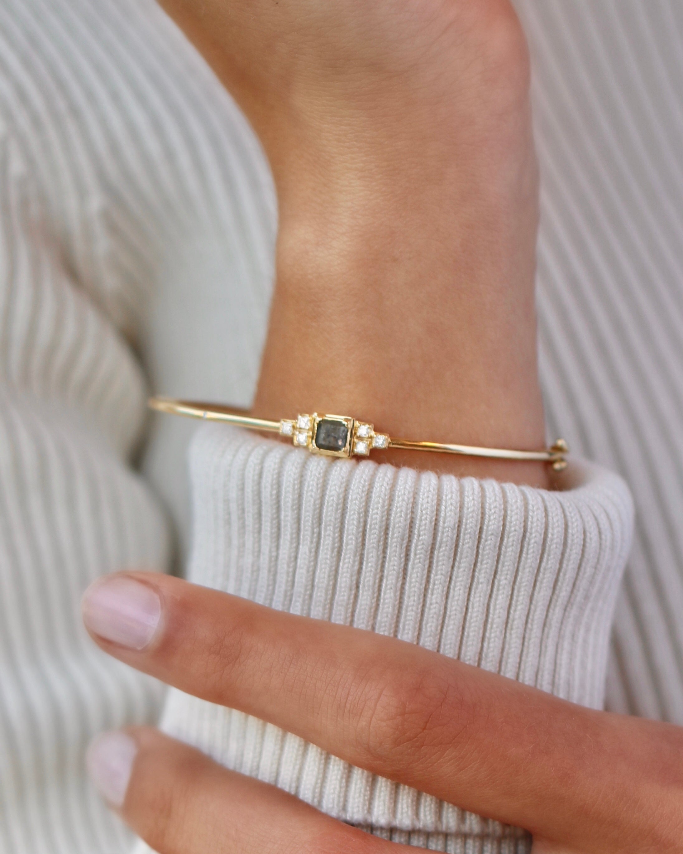 Raw Diamant armring - 18kt Rødguld
