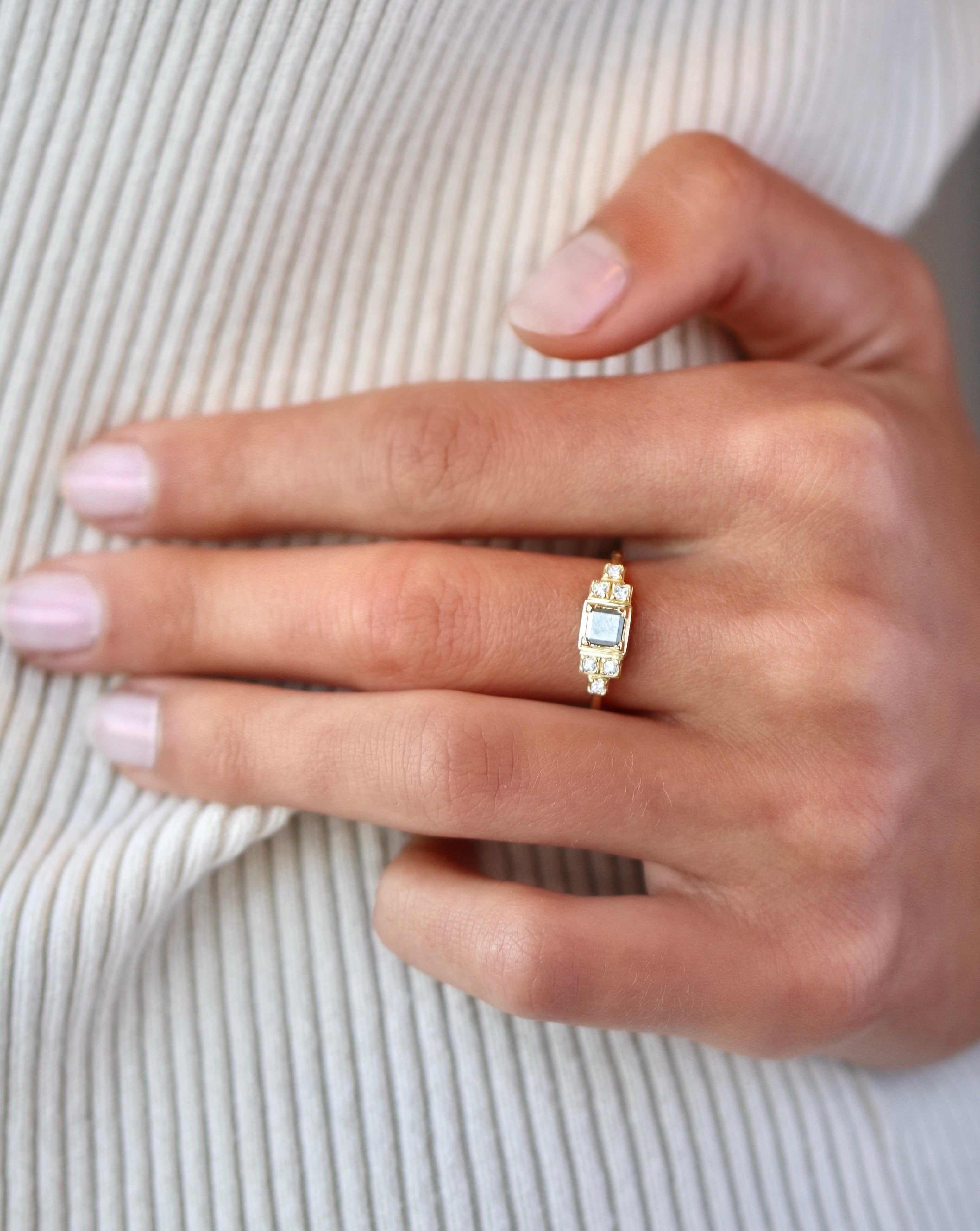Raw Diamantring - 18kt Rødguld