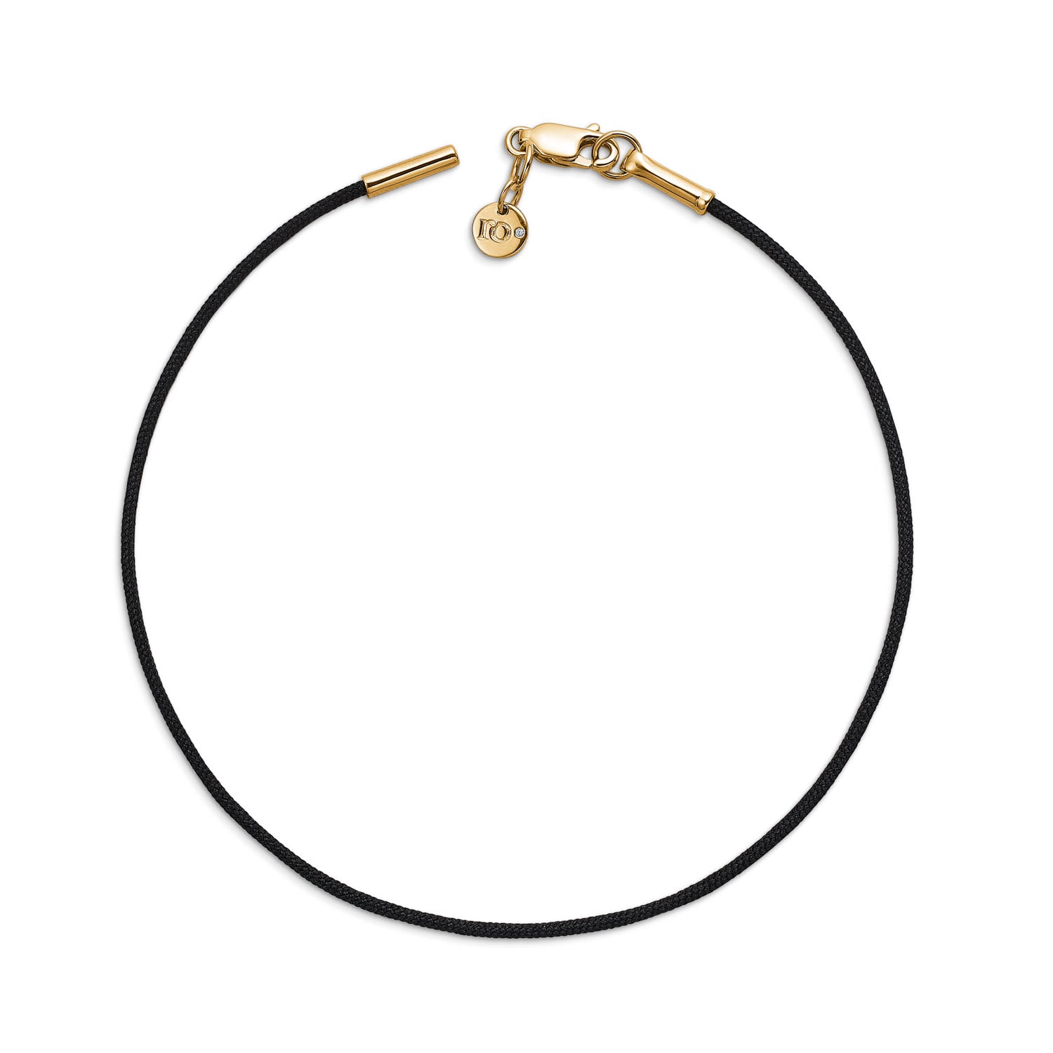 Inner Peace armbånd sort snor - 18kt Rødguld