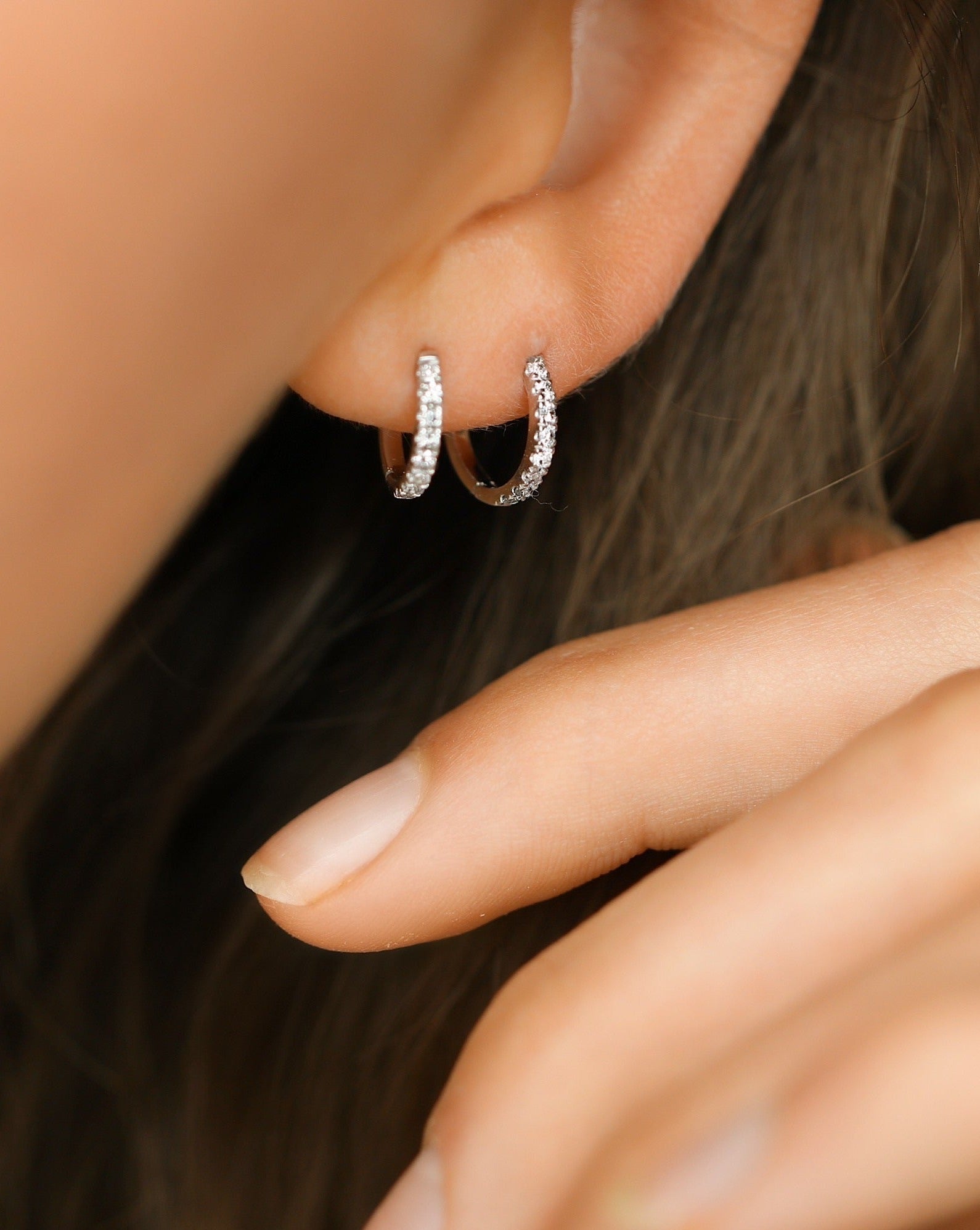 Rock Classic diamant creol XS - 18kt Hvidguld