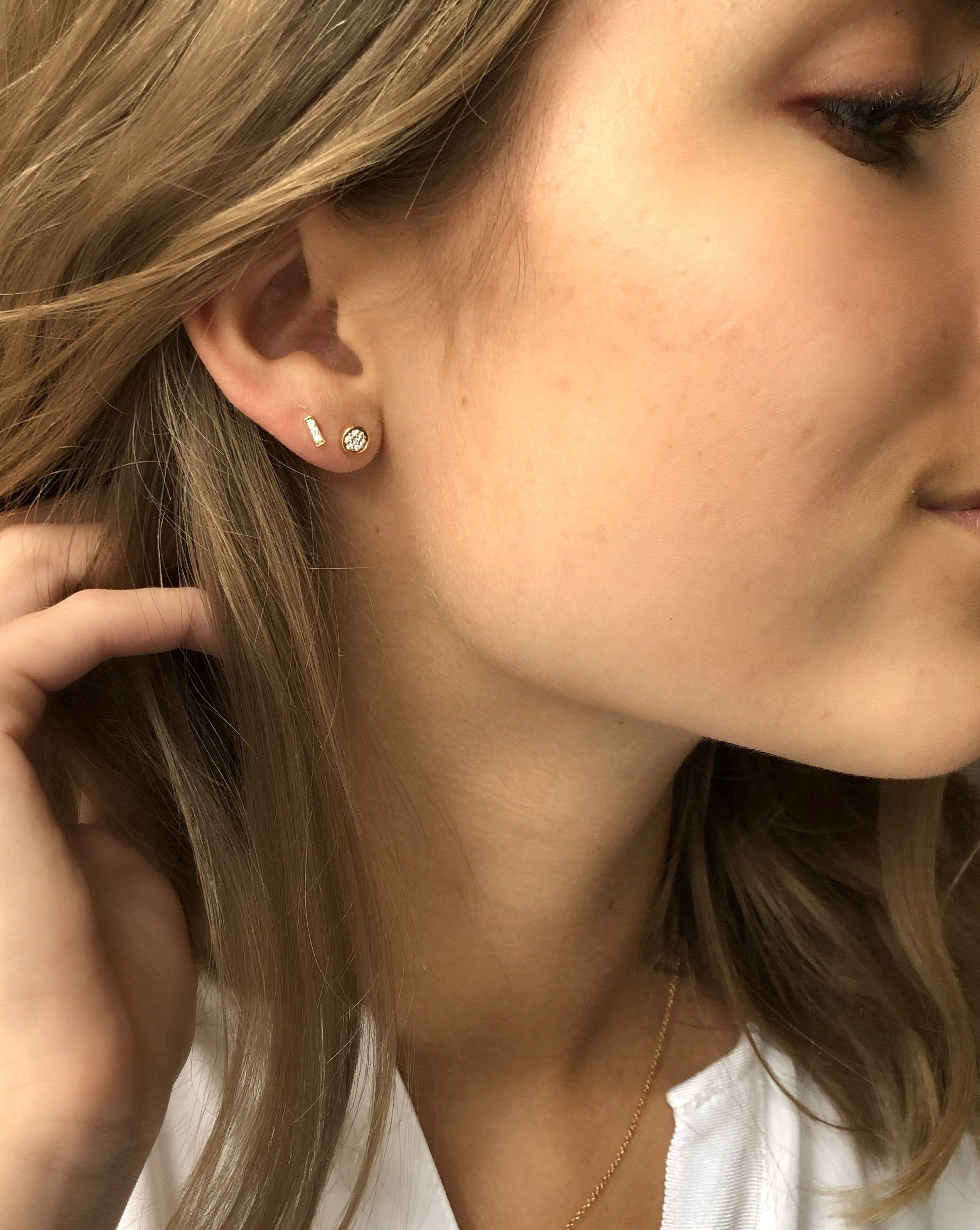 Square Diamant ørestik M - 18kt Hvidguld