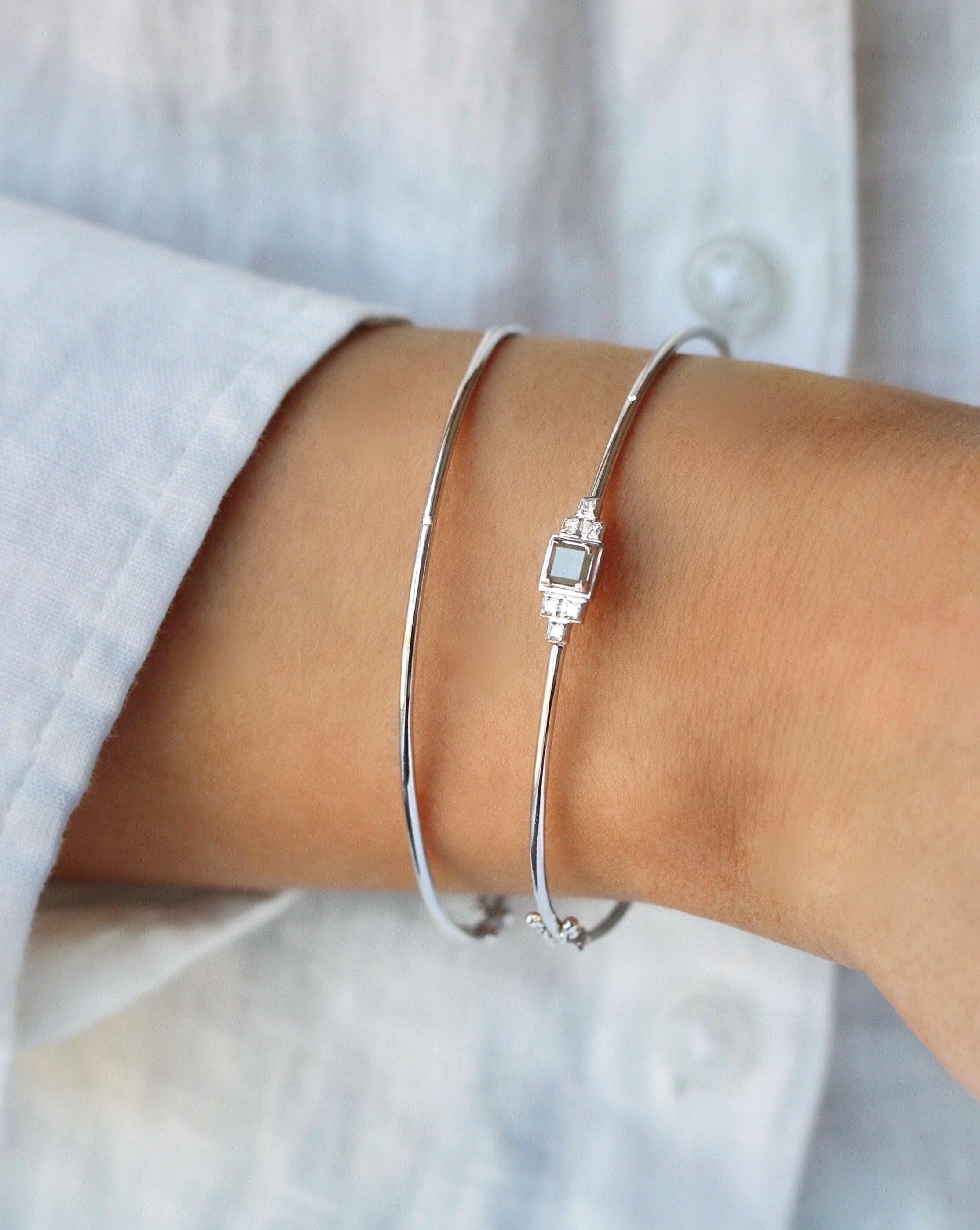 Raw Diamant armring - 18kt Hvidguld