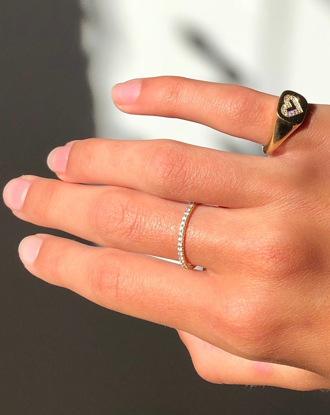 Signet Heart diamantring solid - 18kt Rødguld