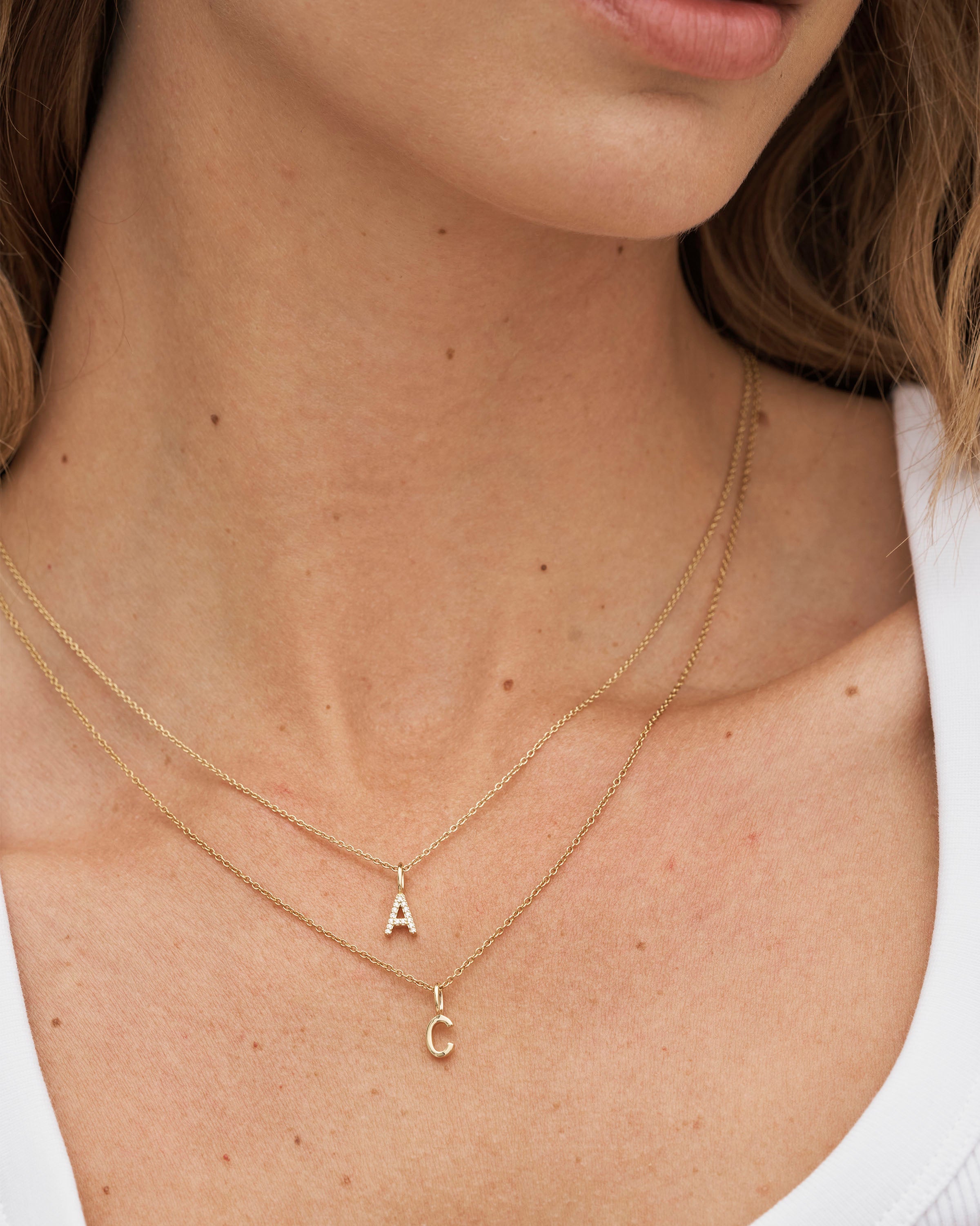 My F diamantvedhæng - 18kt Rødguld