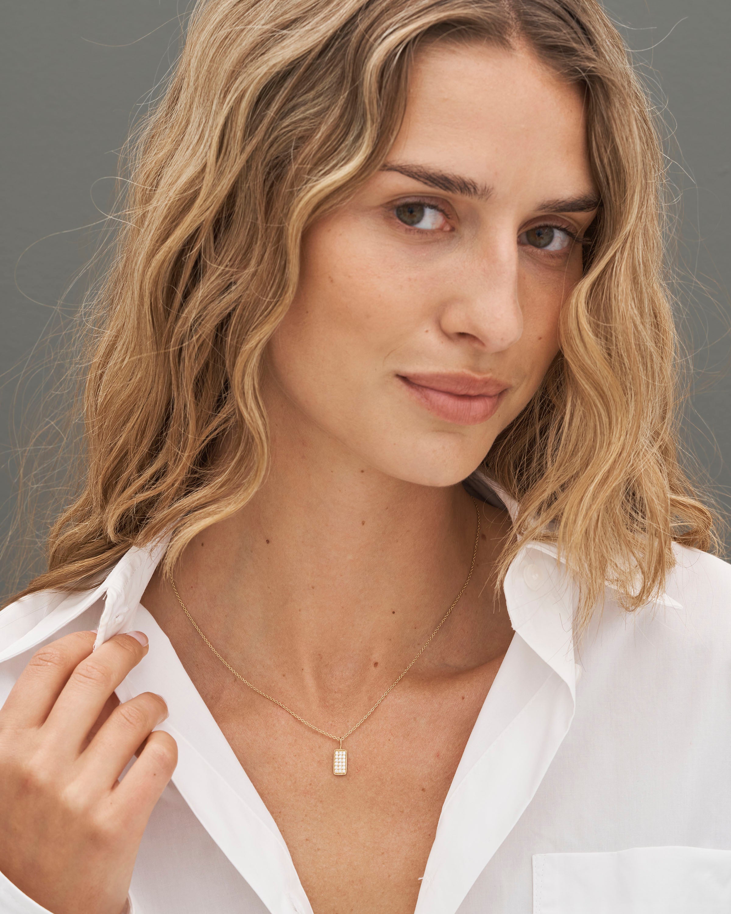 Square diamantvedhæng - 18kt Rødguld