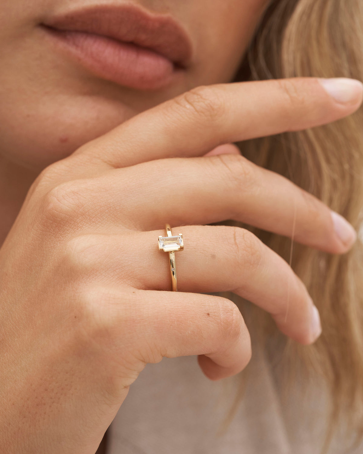 Nord White ring turned I - 18kt Rødguld
