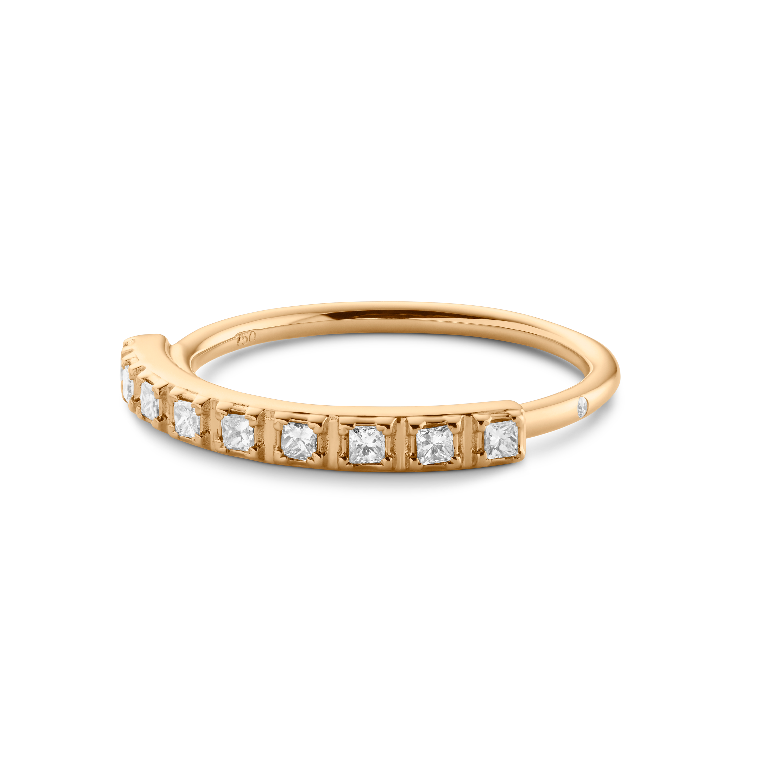 Rock Classic Diamantring aligned - 18kt Rødguld