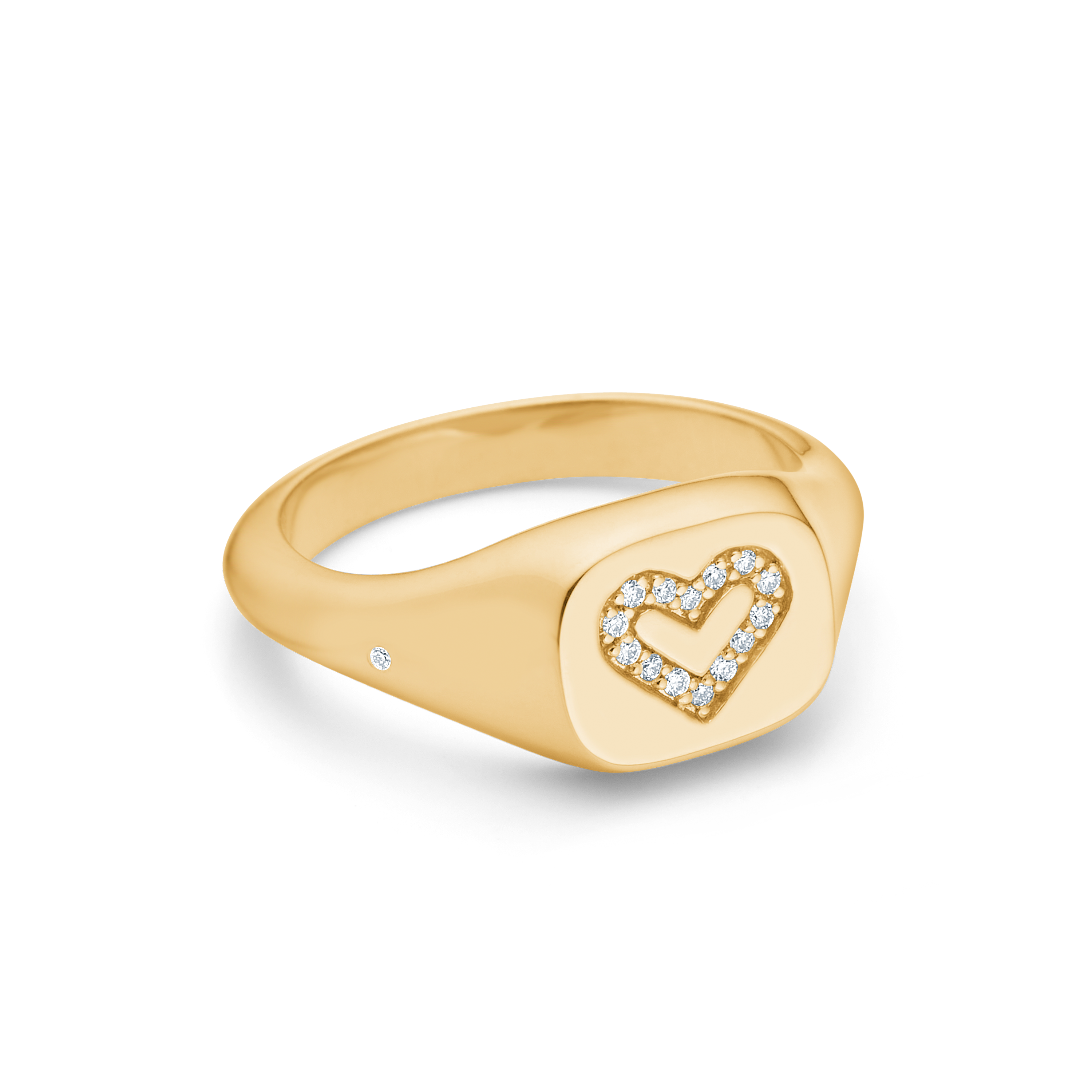Signet Heart diamantring solid - 18kt Rødguld