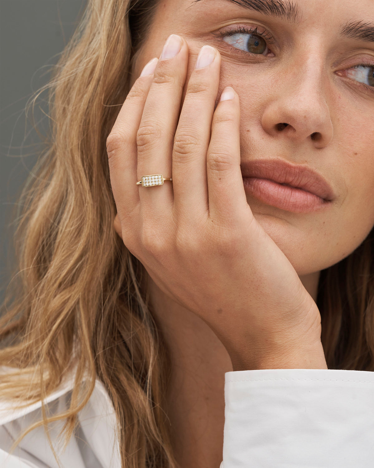 Square diamantring - 18kt Rødguld