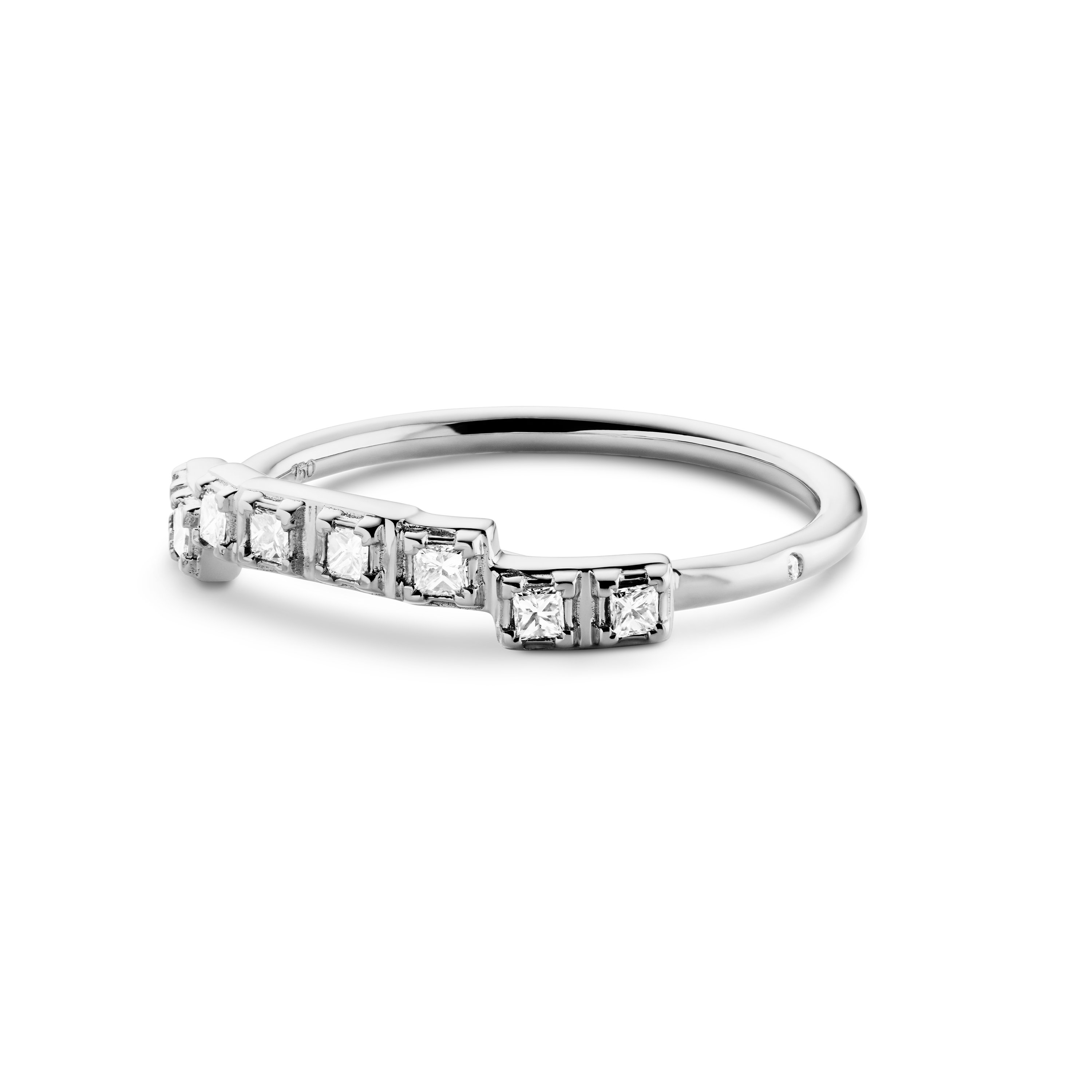 Raw Diamantring curve - 18kt Hvidguld