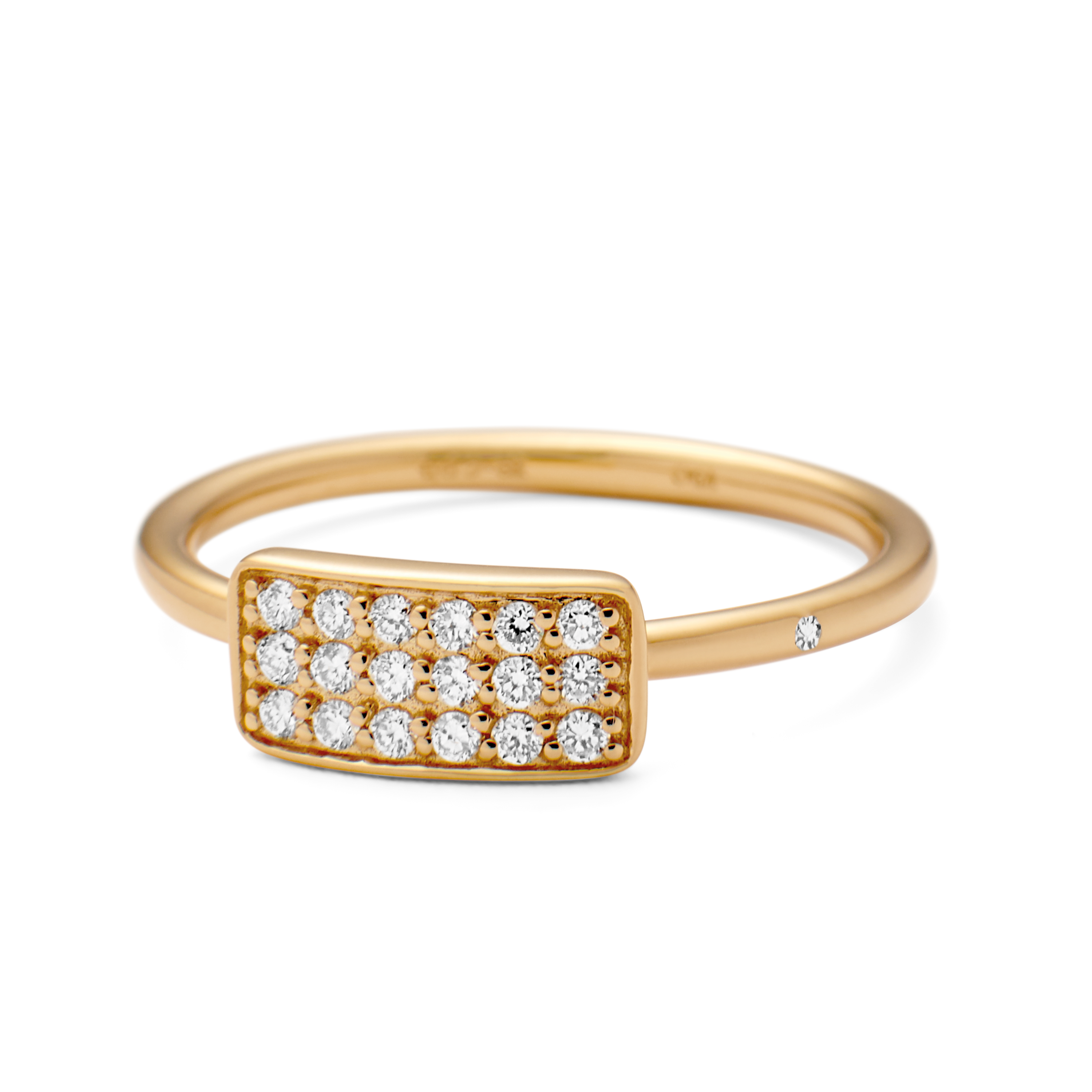 Square Diamantring - 18kt Rødguld