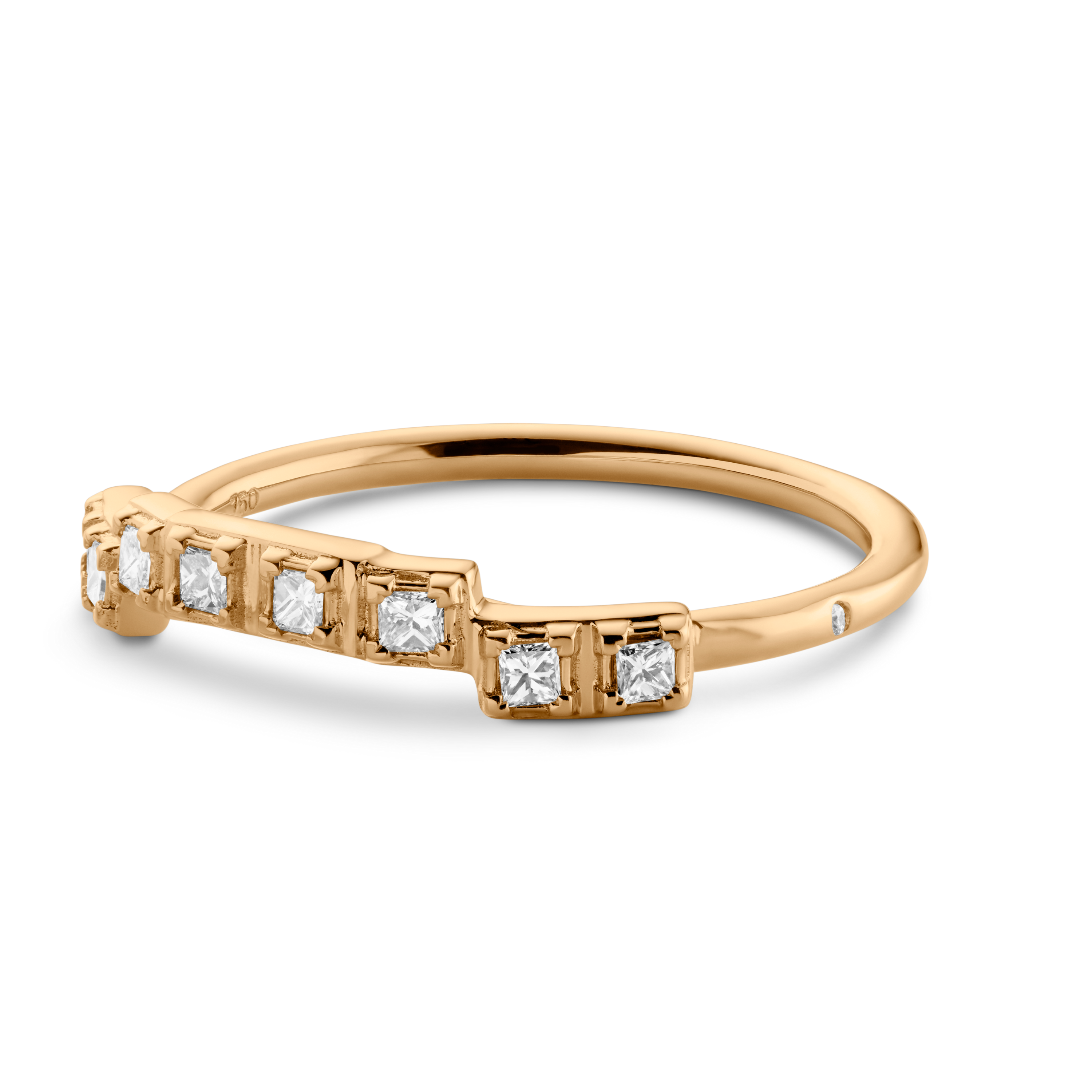 Raw Diamantring curve - 18kt Rødguld