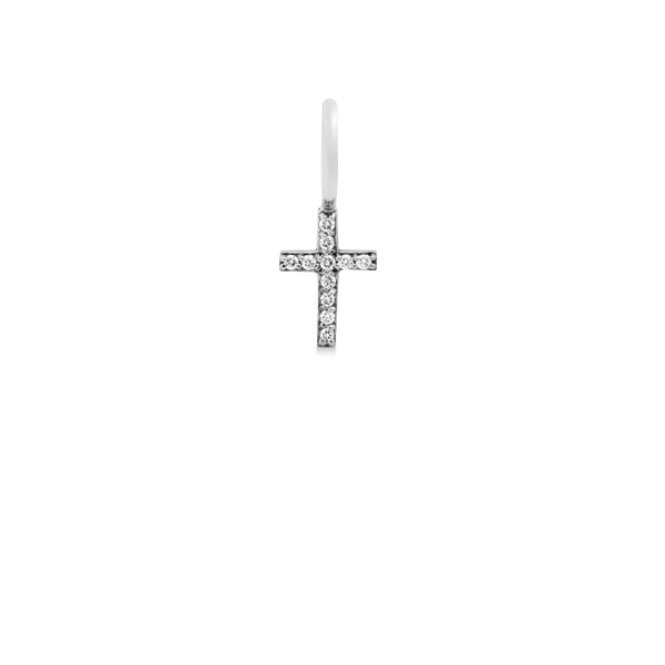 Rock diamant kors vedhæng - 18kt Hvidguld