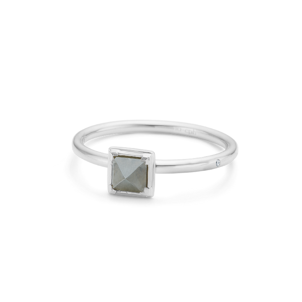 Rå Pointy diamantring - 18kt Hvidguld