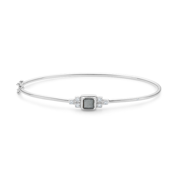 Rå Classic diamant armring - 18kt Hvidguld