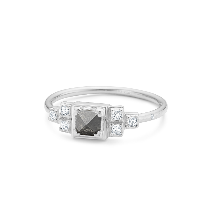 Rå Pointy Classic diamantring - 18kt Hvidguld