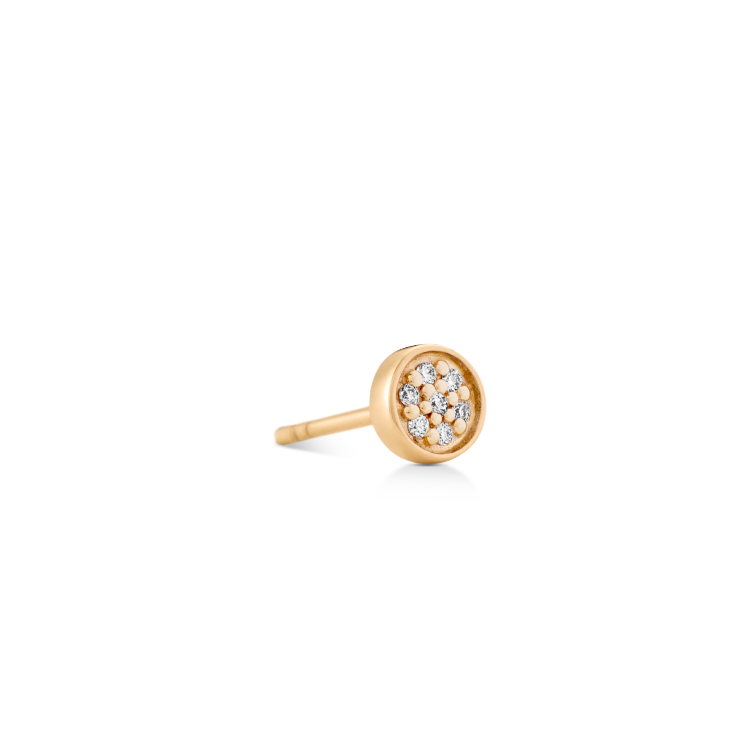 Rock Classic Round Diamant ørestik - 18kt Rødguld