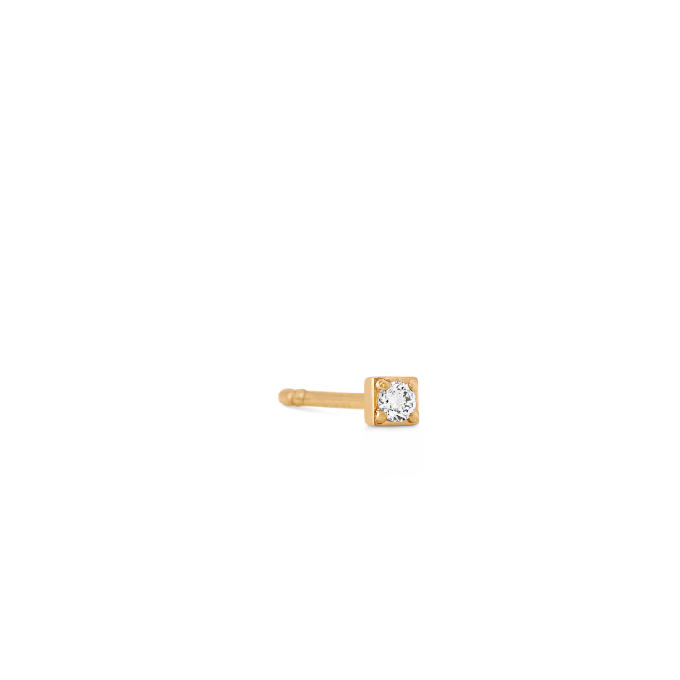 Square Diamant ørestik S - 18kt Rødguld