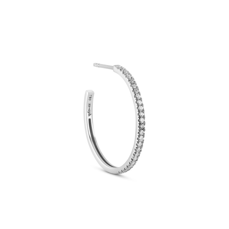 Rock Classic Diamant creol M - 18kt Hvidguld