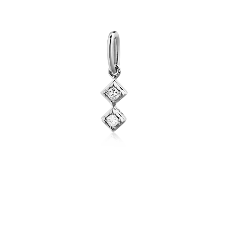 Rå Classic diamant harlekin vedhæng - 18kt Hvidguld