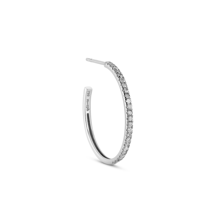 Rock Classic Grey diamant creol M - 18kt Hvidguld